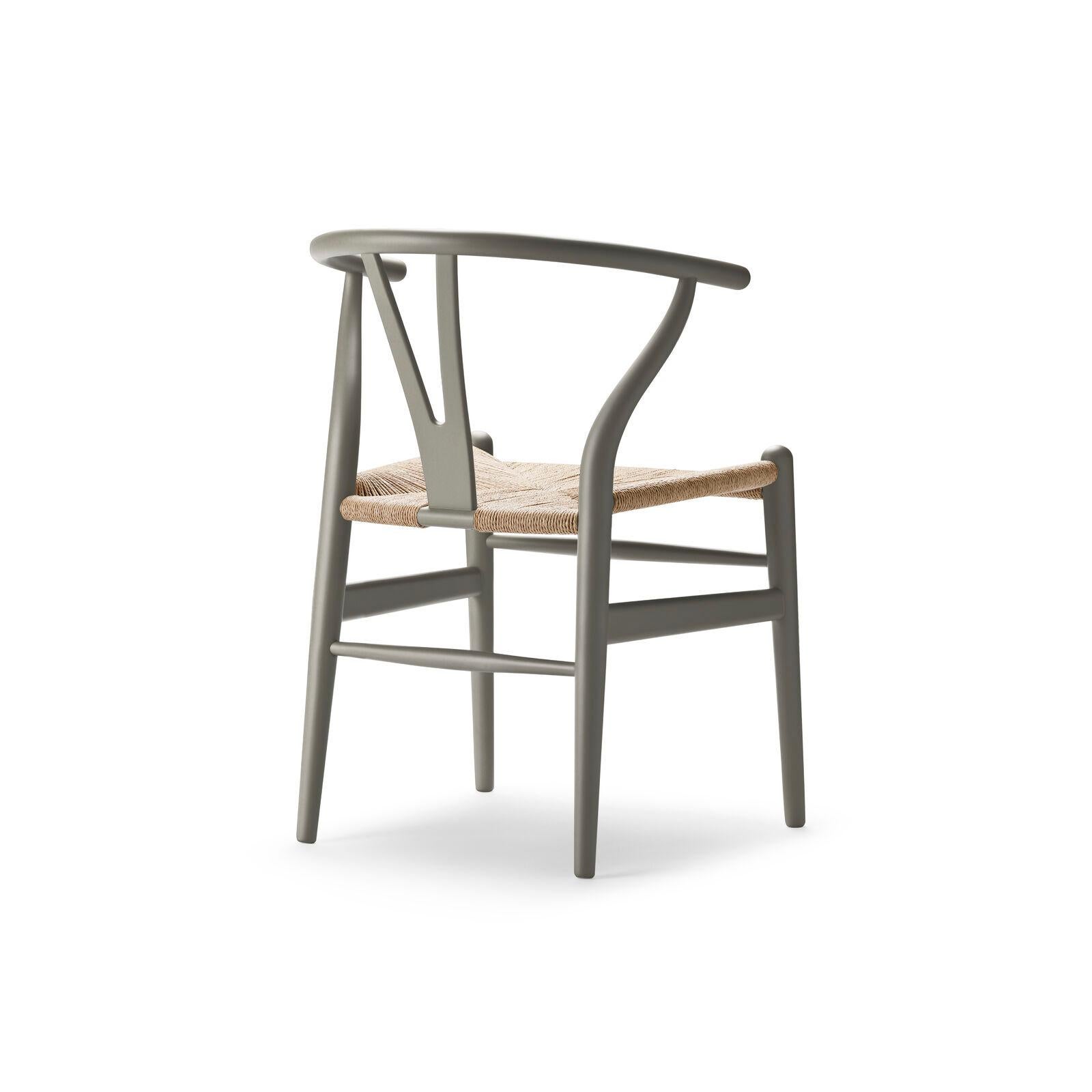 Mid-Century Modern CH24 Wishbone Chair in Beech Wood with Soft Clay Finish and Natural Papercord For Sale