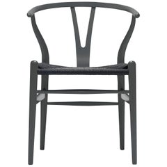 CH24 Wishbone Chair in Colour Finishes with Black Papercord Seat by Hans Wegner