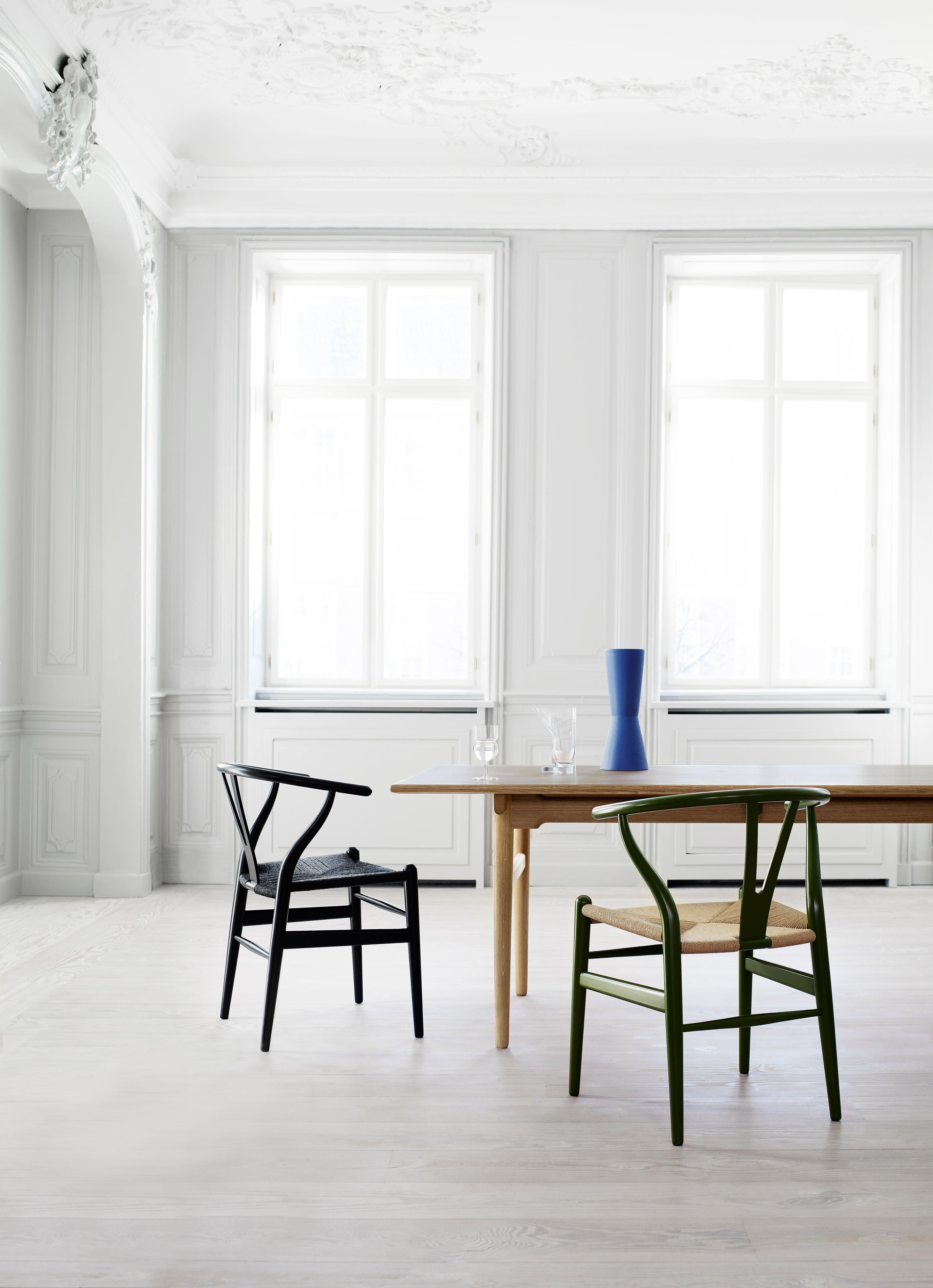 CH24 Wishbone Chair in Lime Green with Black Papercord Seat by Hans Wegner 6