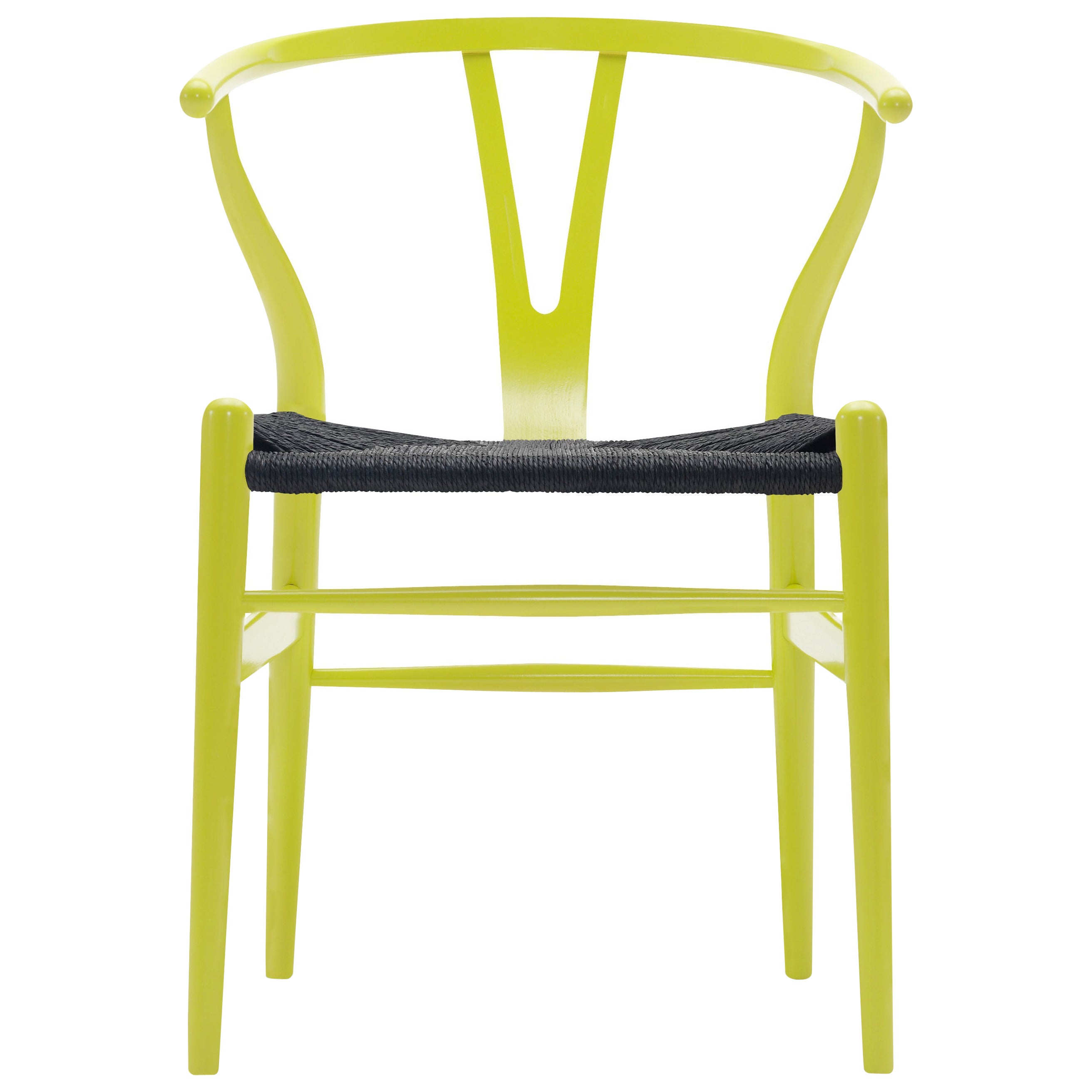 CH24 Wishbone Chair in Lime Green with Black Papercord Seat by Hans Wegner