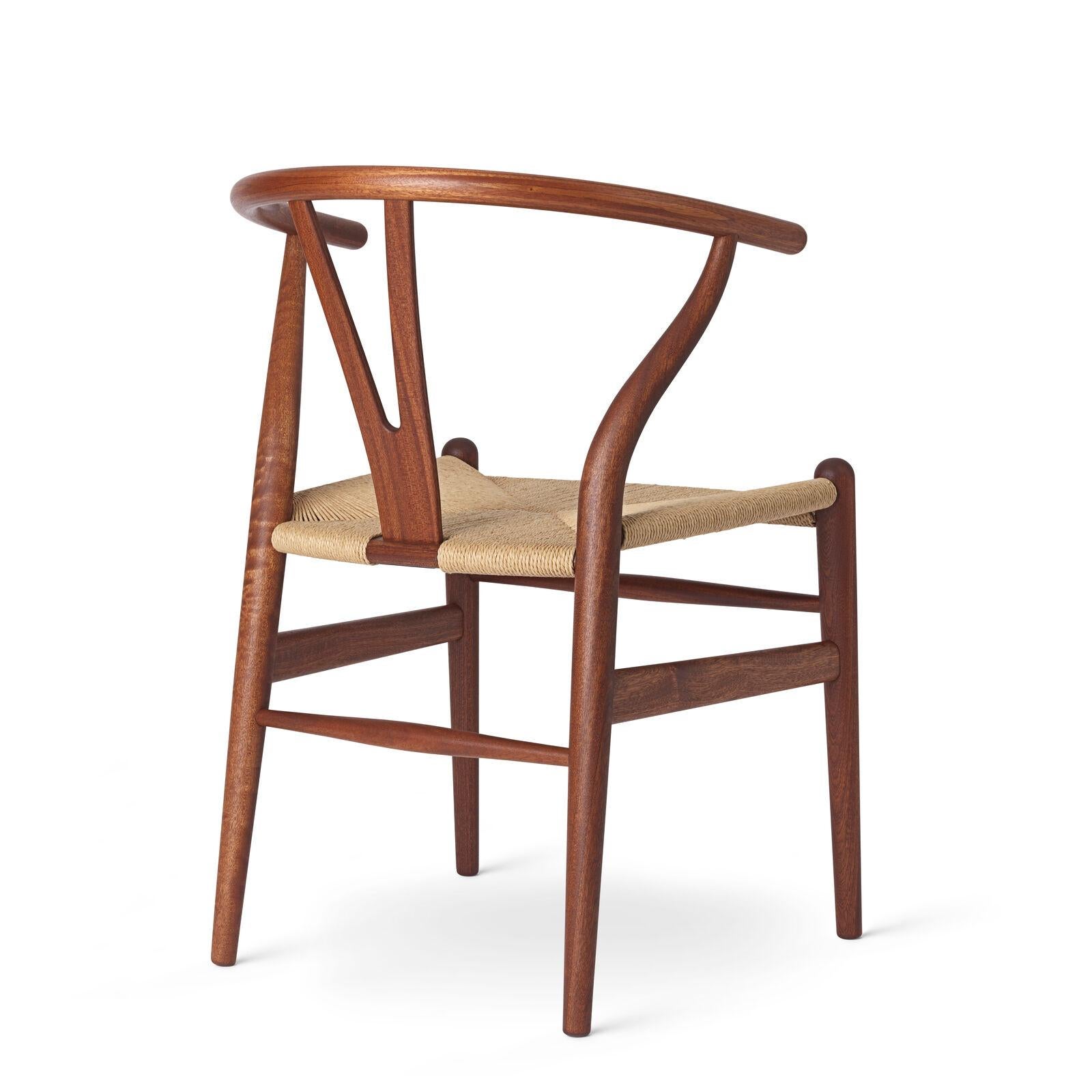 Mid-Century Modern CH24 Wishbone Chair in Mahogany Oil Finish with Natural Papercord *Quickship* For Sale