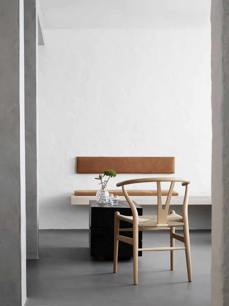 Woven CH24 Wishbone Chair in Oak Painted Black & Natural Papercord Seat by Hans Wegner For Sale