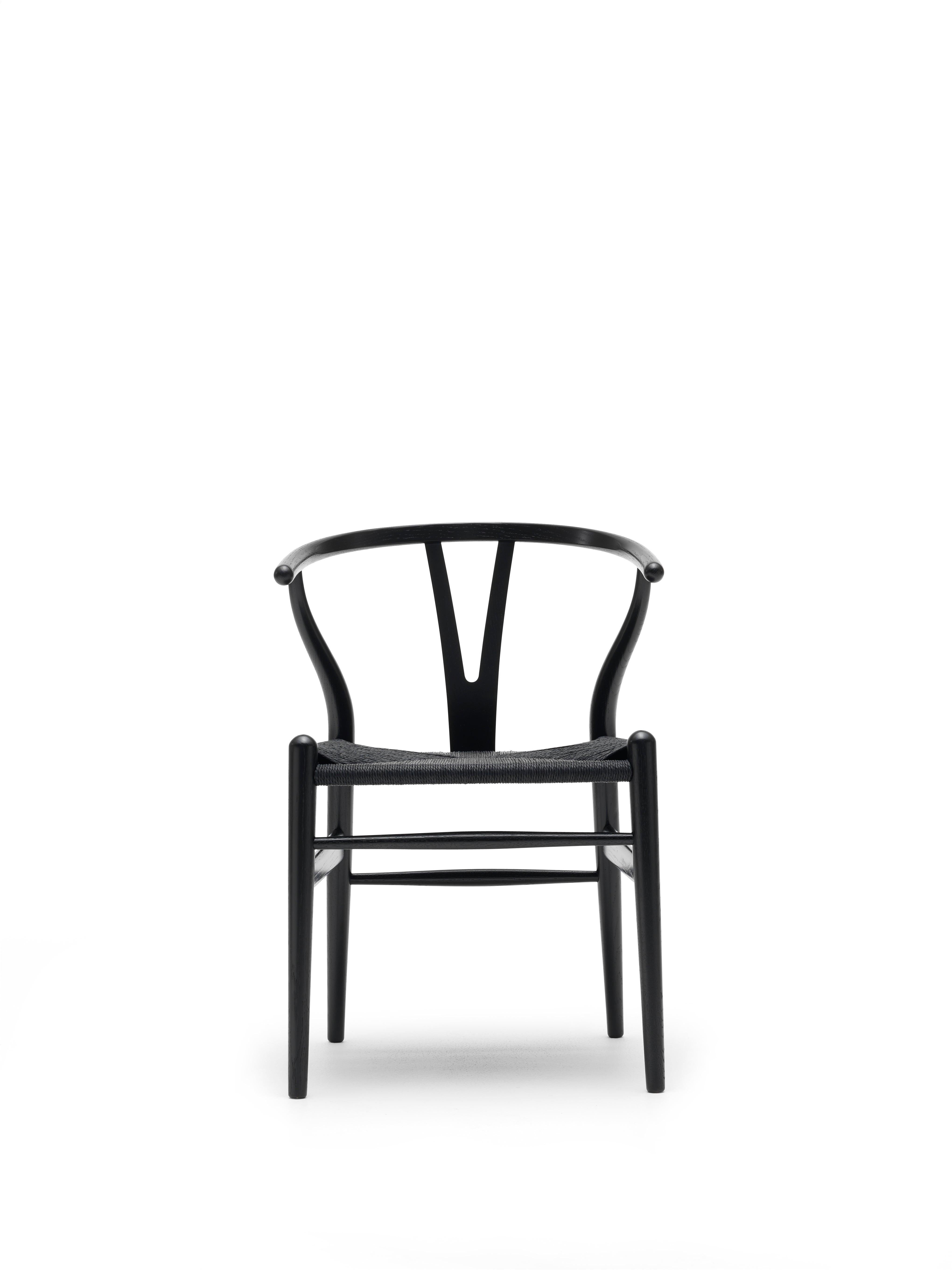 Modern CH24 Wishbone Chair in Oak Painted Black with Black Papercord by Hans J. Wegner