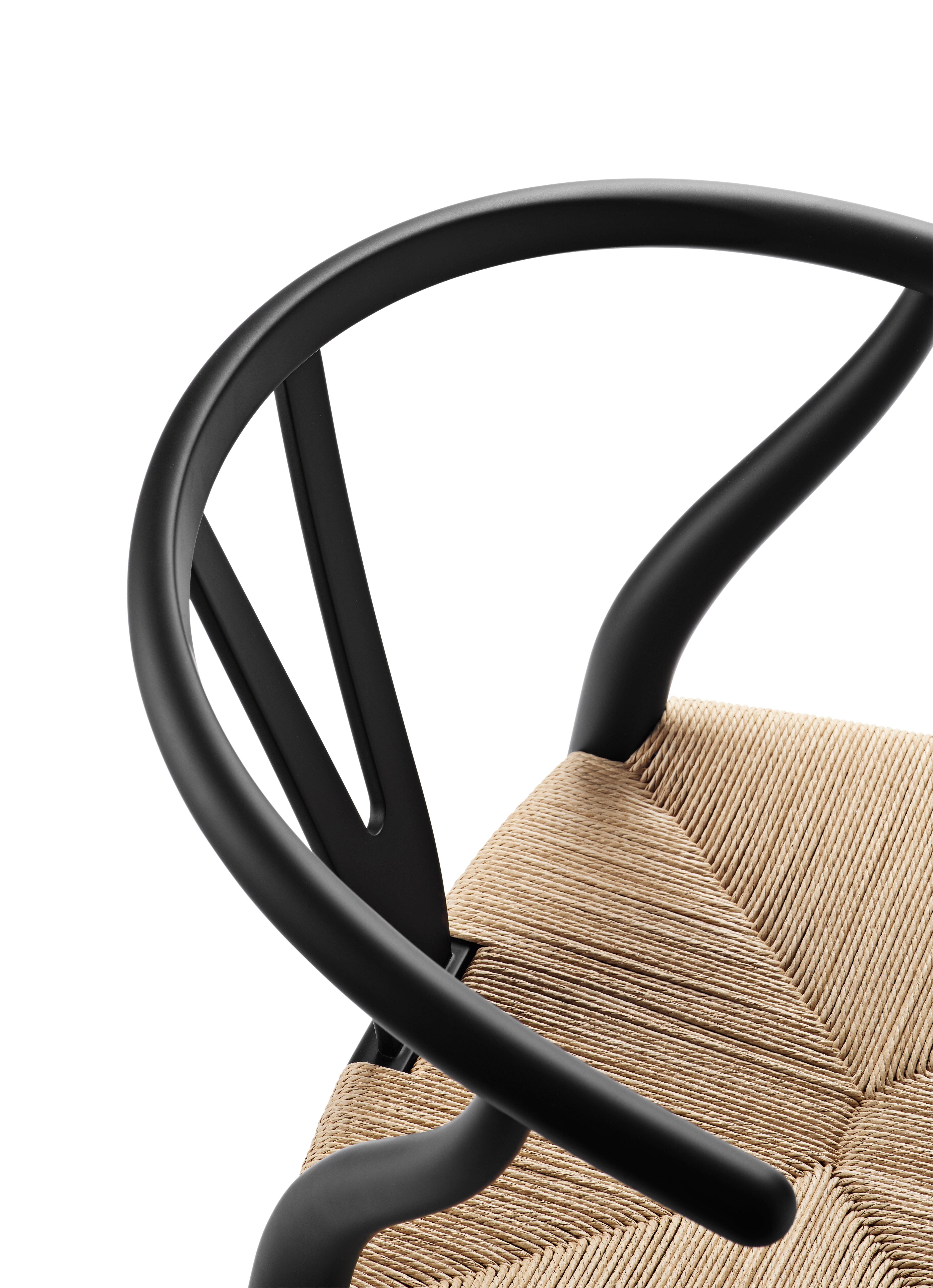 Danois Chaise CH24 Wishbone de Hans J. Wegner, de couleur noire douce
