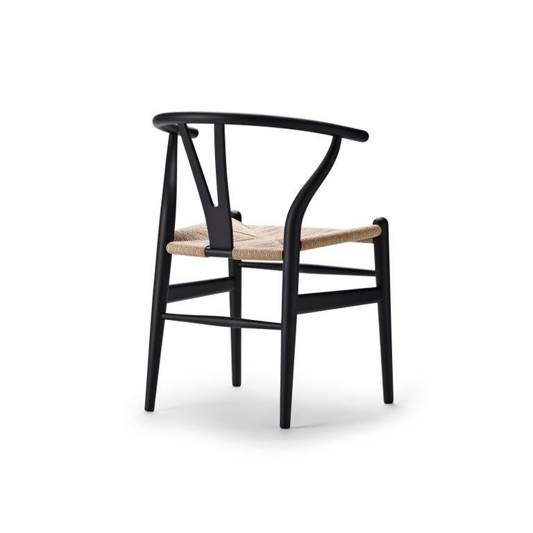Modern CH24 Wishbone Chair in Soft Black with Natural Papercord by Hans J. Wegner For Sale