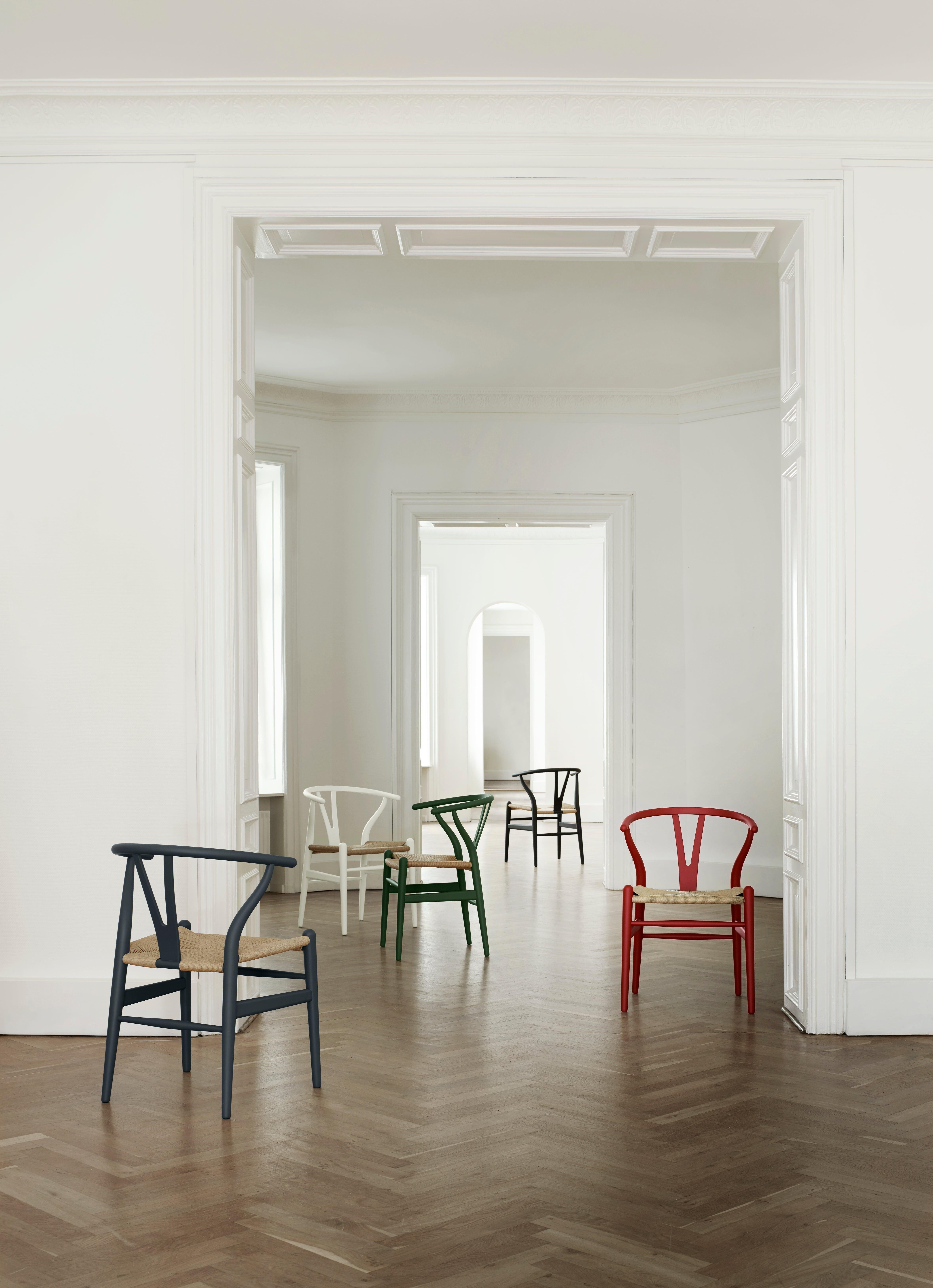 CH24 Wishbone Chair in Soft Red Color by Hans J. Wegner 8