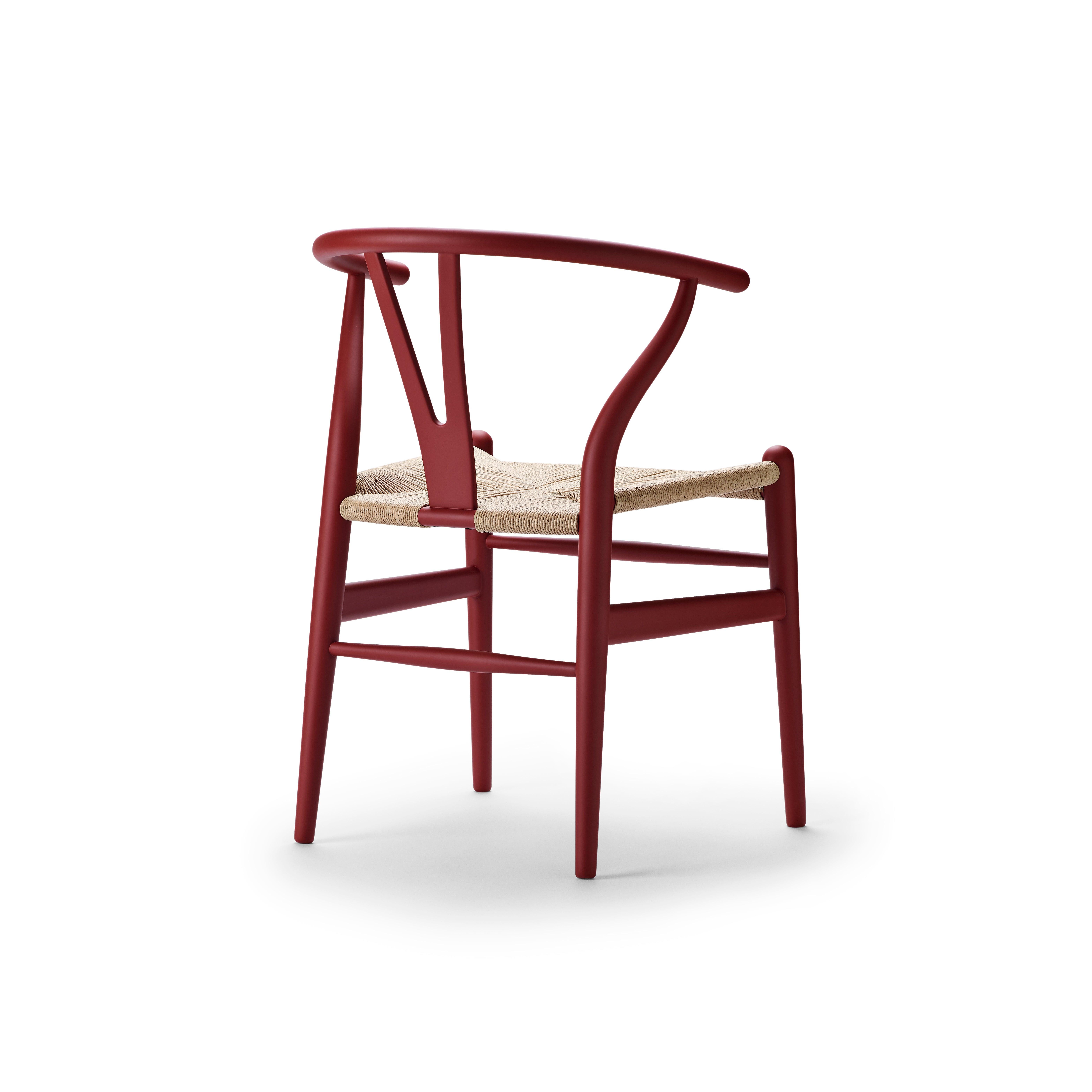 Modern CH24 Wishbone Chair in Soft Red Color by Hans J. Wegner