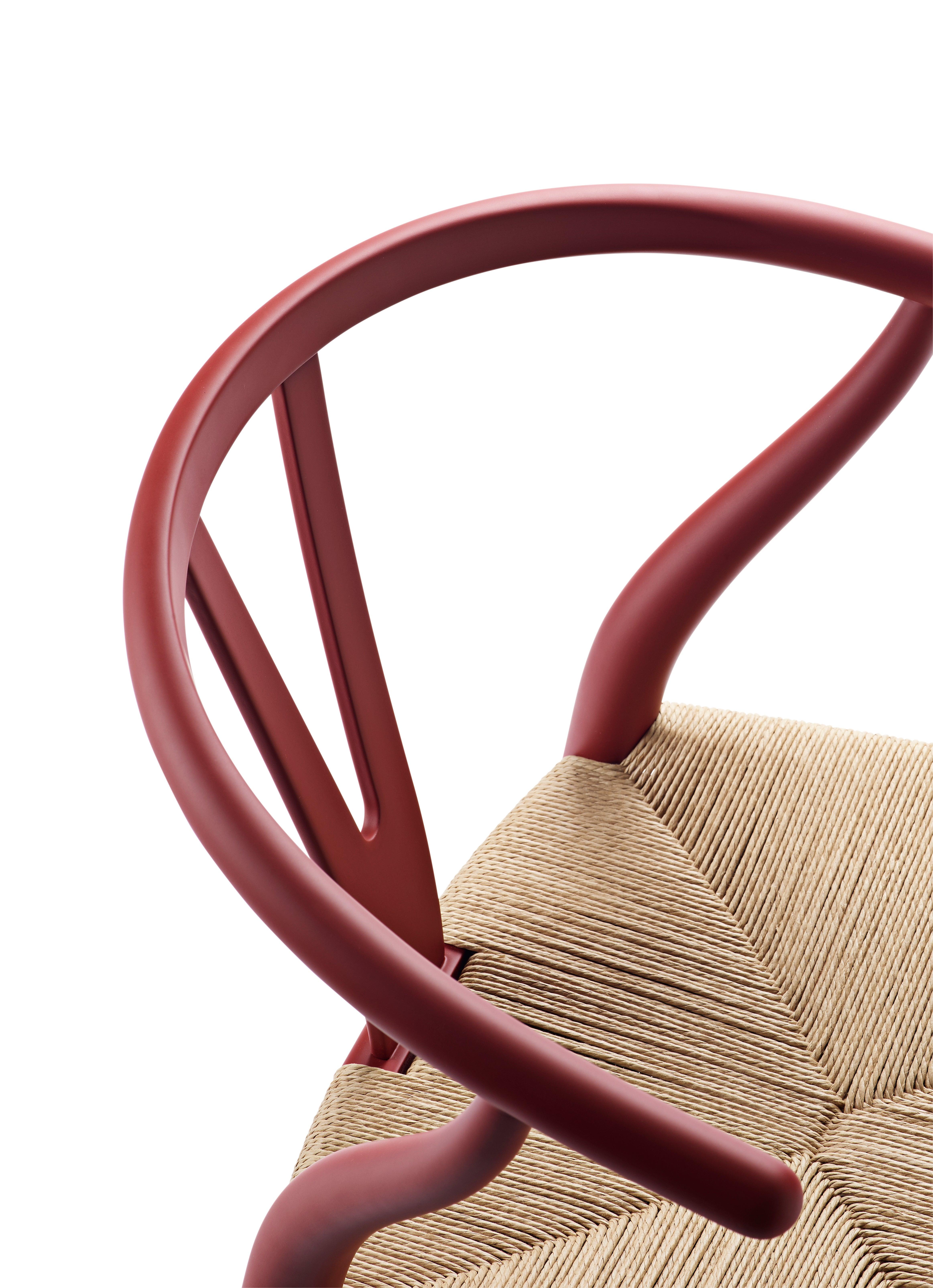 Danish CH24 Wishbone Chair in Soft Red Color by Hans J. Wegner