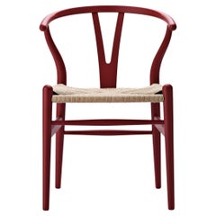 CH24 Wishbone Chair in Soft Red Color by Hans J. Wegner