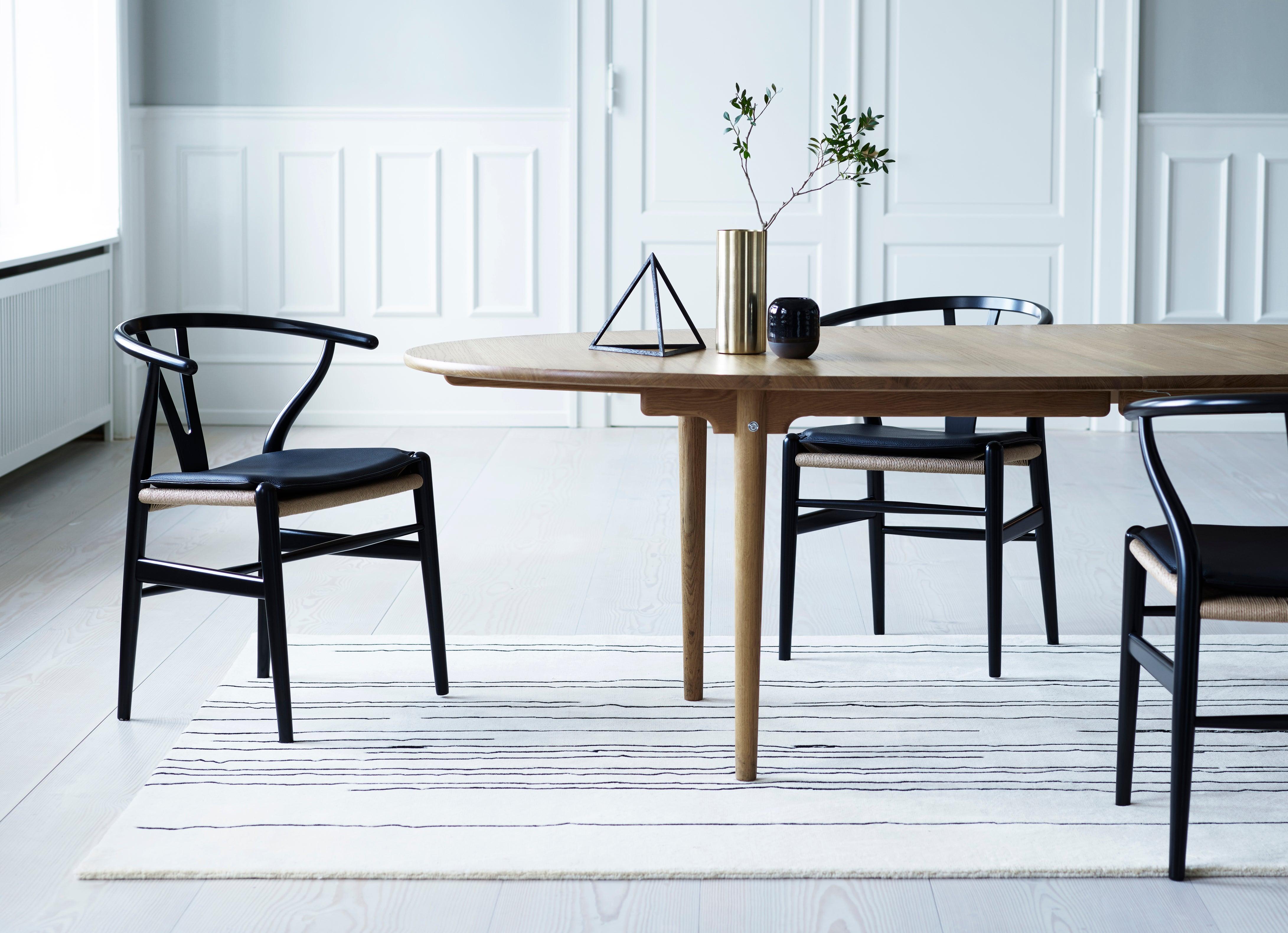 Woven CH24 Wishbone Chair in Walnut Oil with Black Papercord Seat by Hans J. Wegner