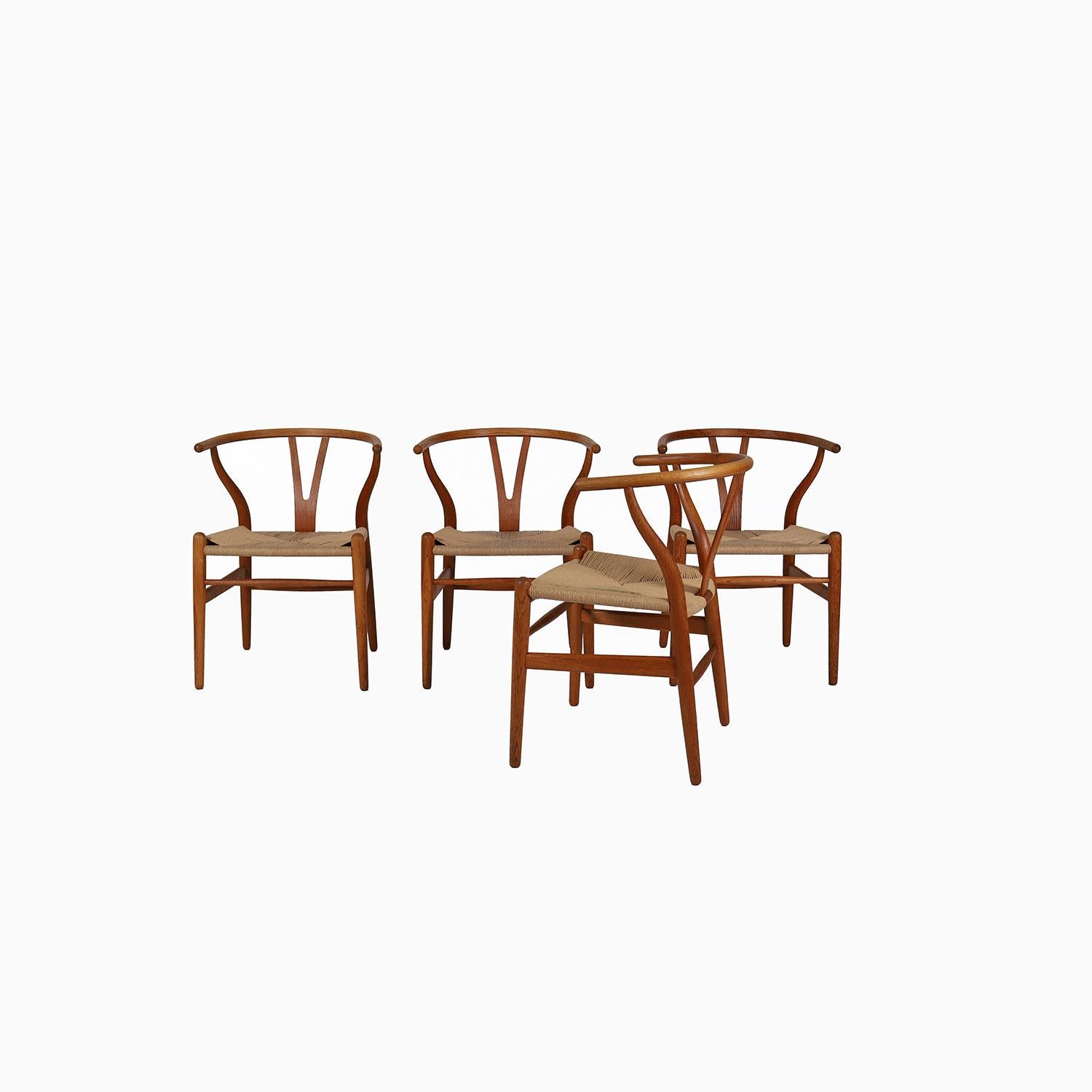 Danish CH24 Wishbone Chairs in vintage oak by Hans J Wegner - Set of 4