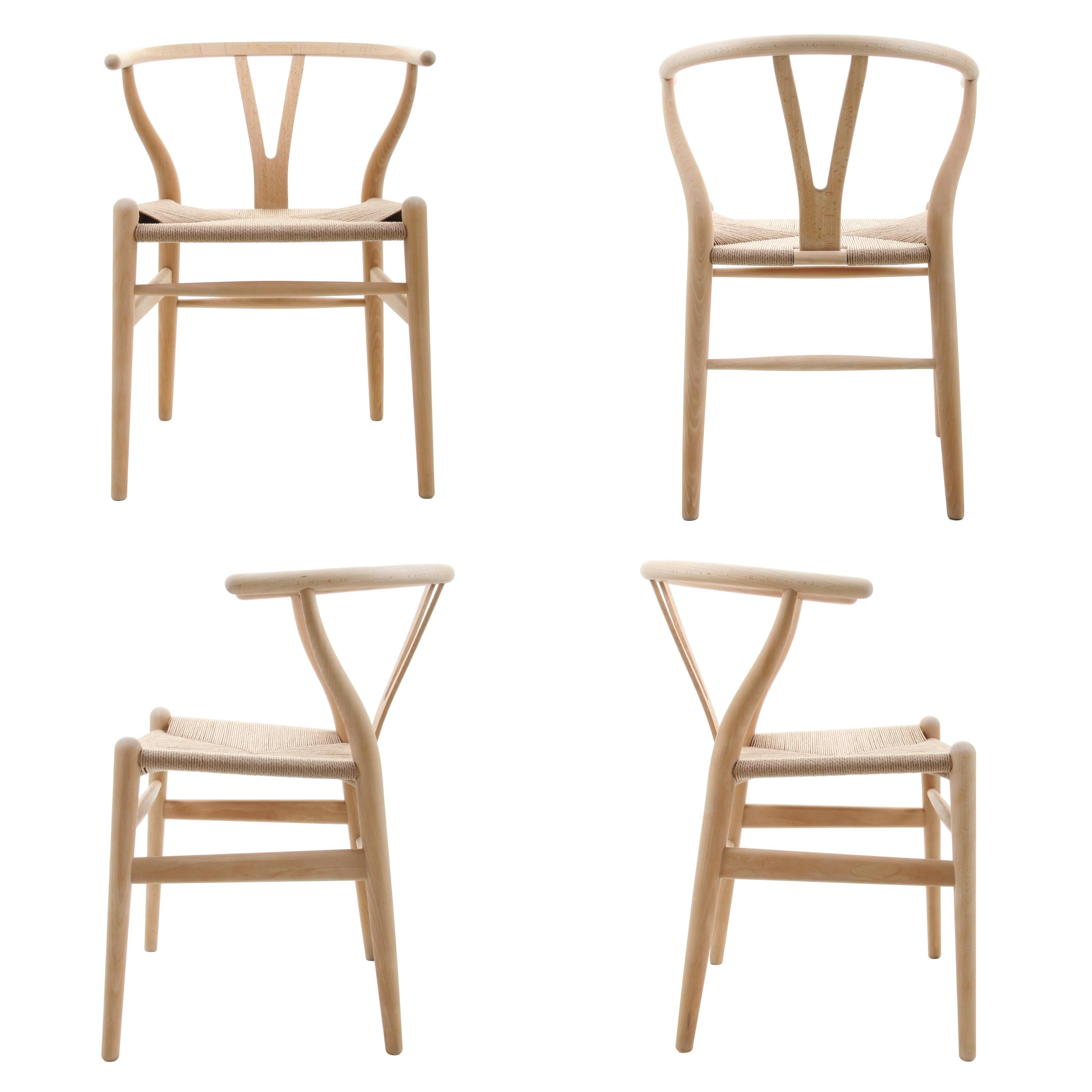 Hand-Woven CH24 Wishbone Chairs 'Pair' by Wegner for Carl Hansen & Son in 1949, New Seat