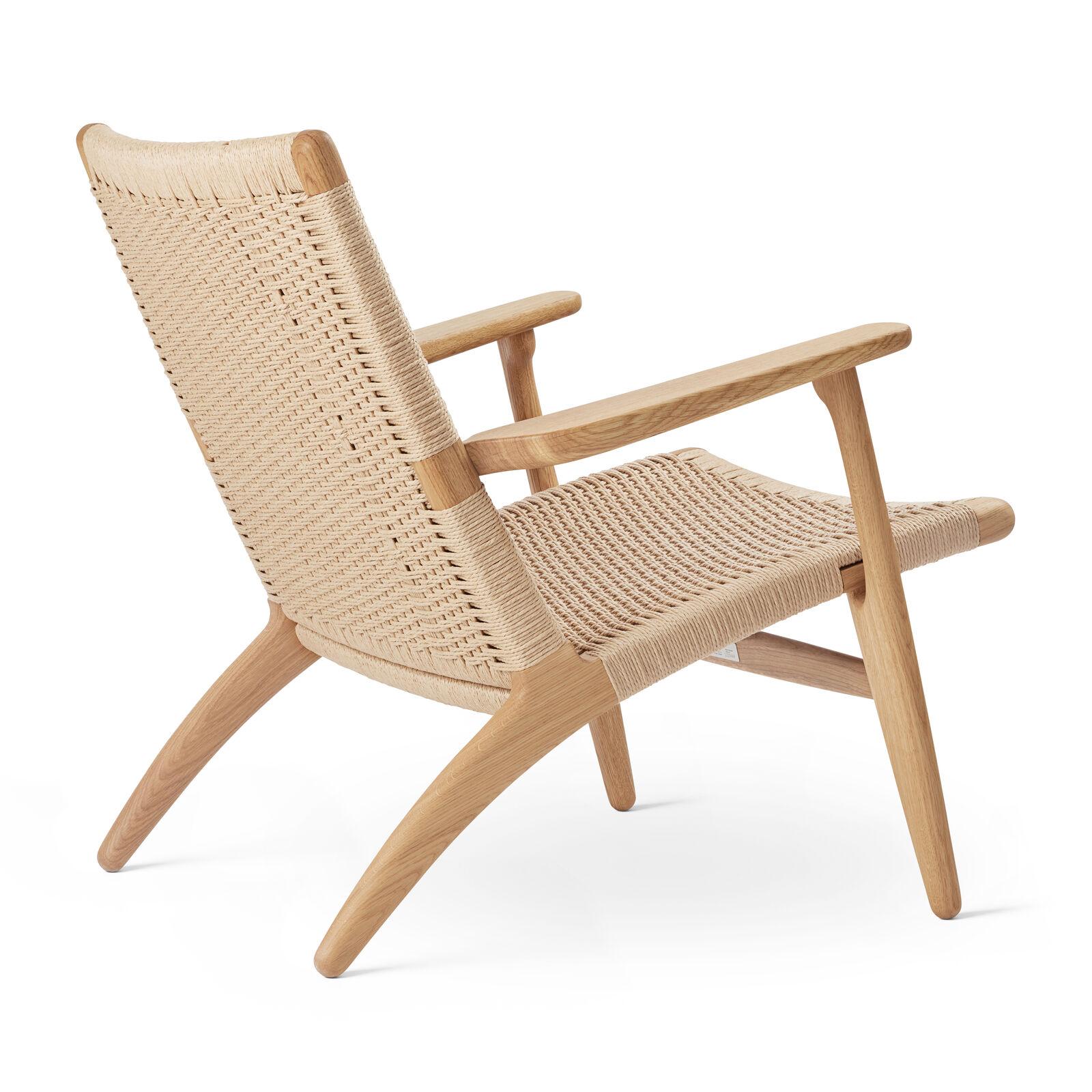 Mid-Century Modern CH25 Easy Chair in Oak Oil Finish with Natural Papercord *Quickship* For Sale