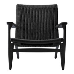 CH25 Easy Lounge Chair with Black Papercord Seat by Hans J. Wegner
