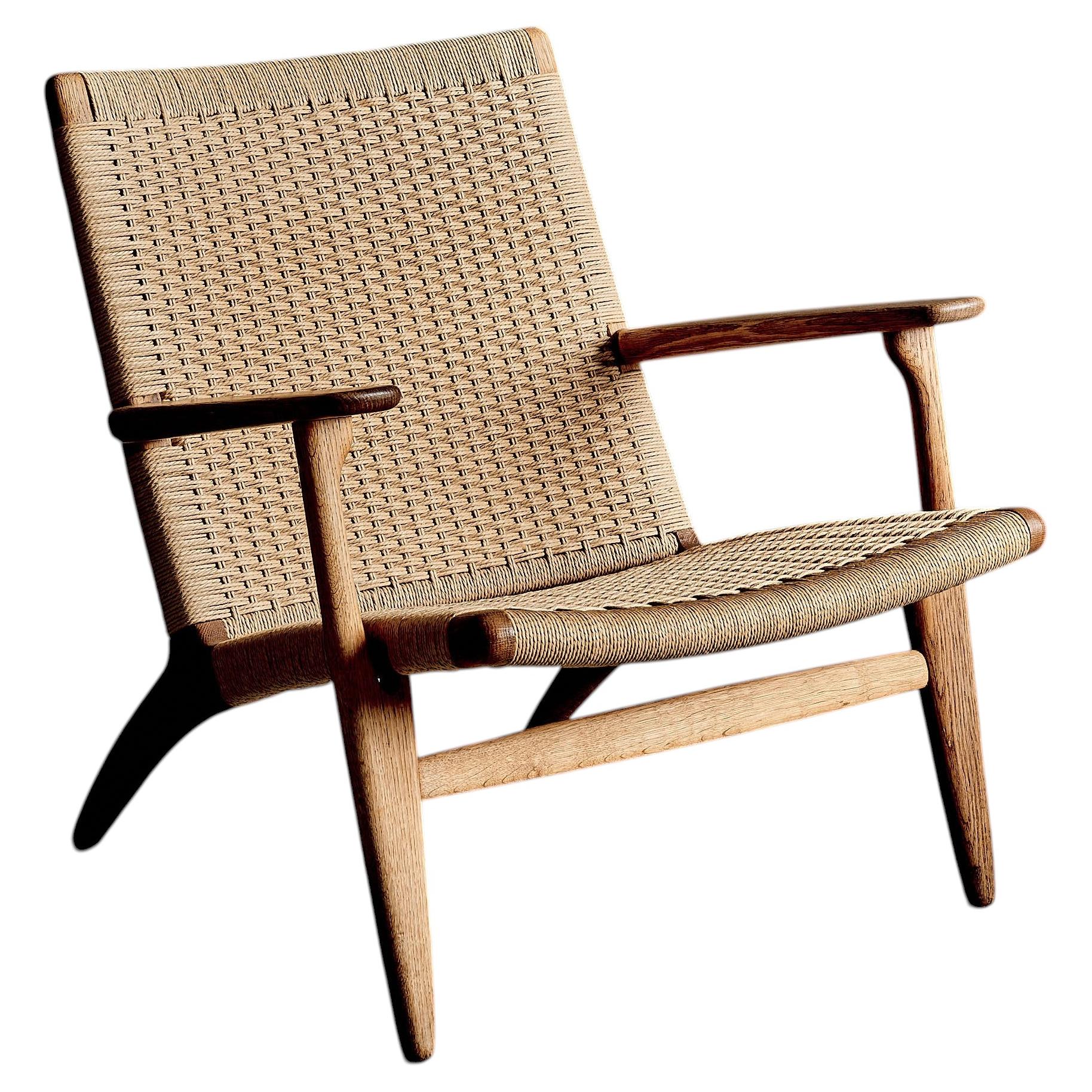 CH25 Lounge Chair by Hans J. Wegner, Oak & Papercord, Mid-Century