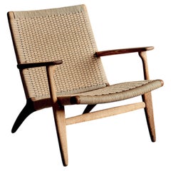 CH25 Lounge Chair by Hans J. Wegner, Oak & Papercord, Mid-Century