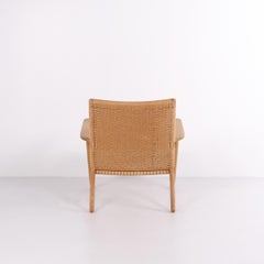 CH25 Lounge Chair aus patinierter massiver Eiche und gewebter Papierkordel von Hans J. Wegner