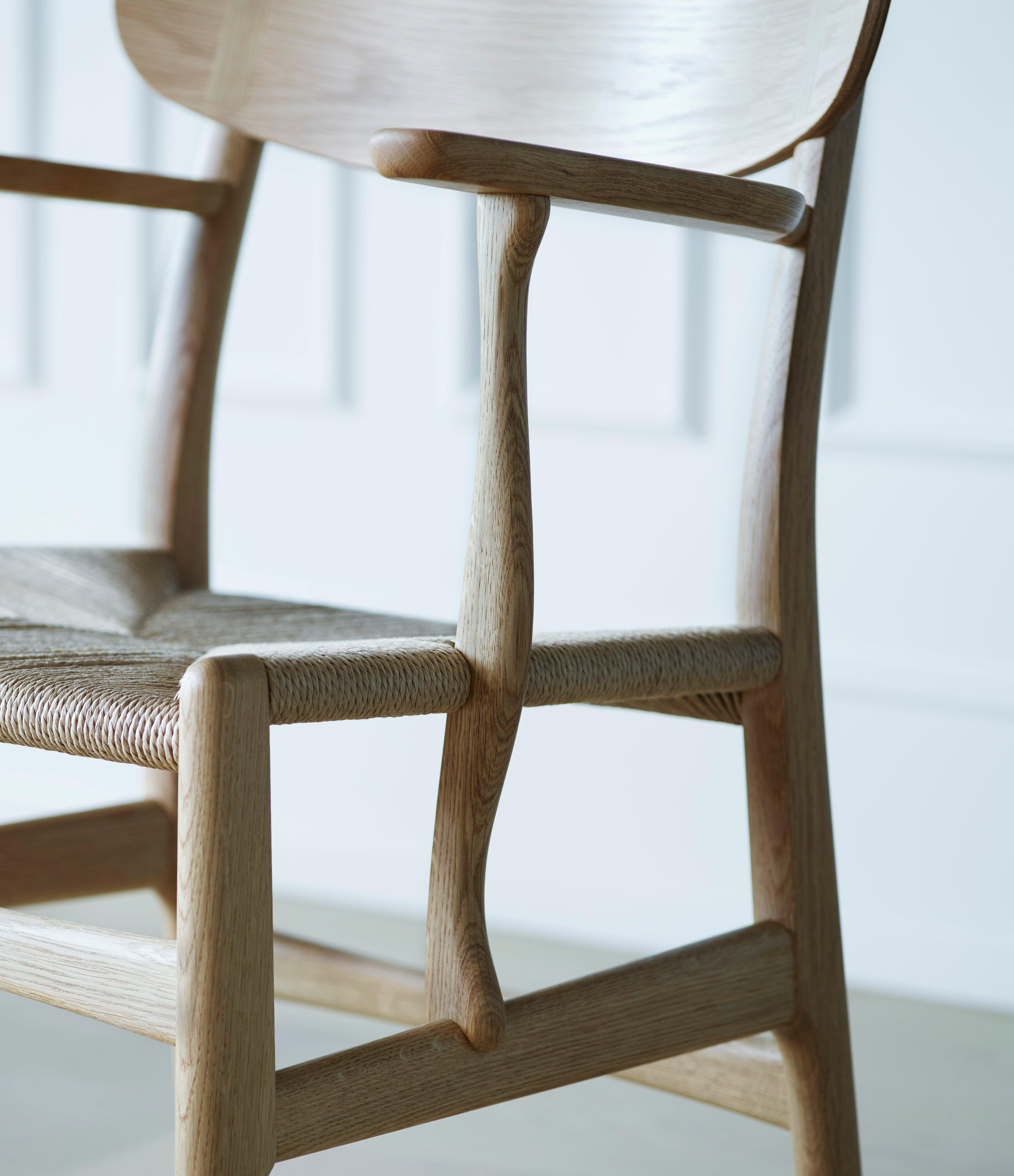Contemporary CH26 Dining Chair in Oak Painted Black & Black Papercord Seat by Hans J. Wegner