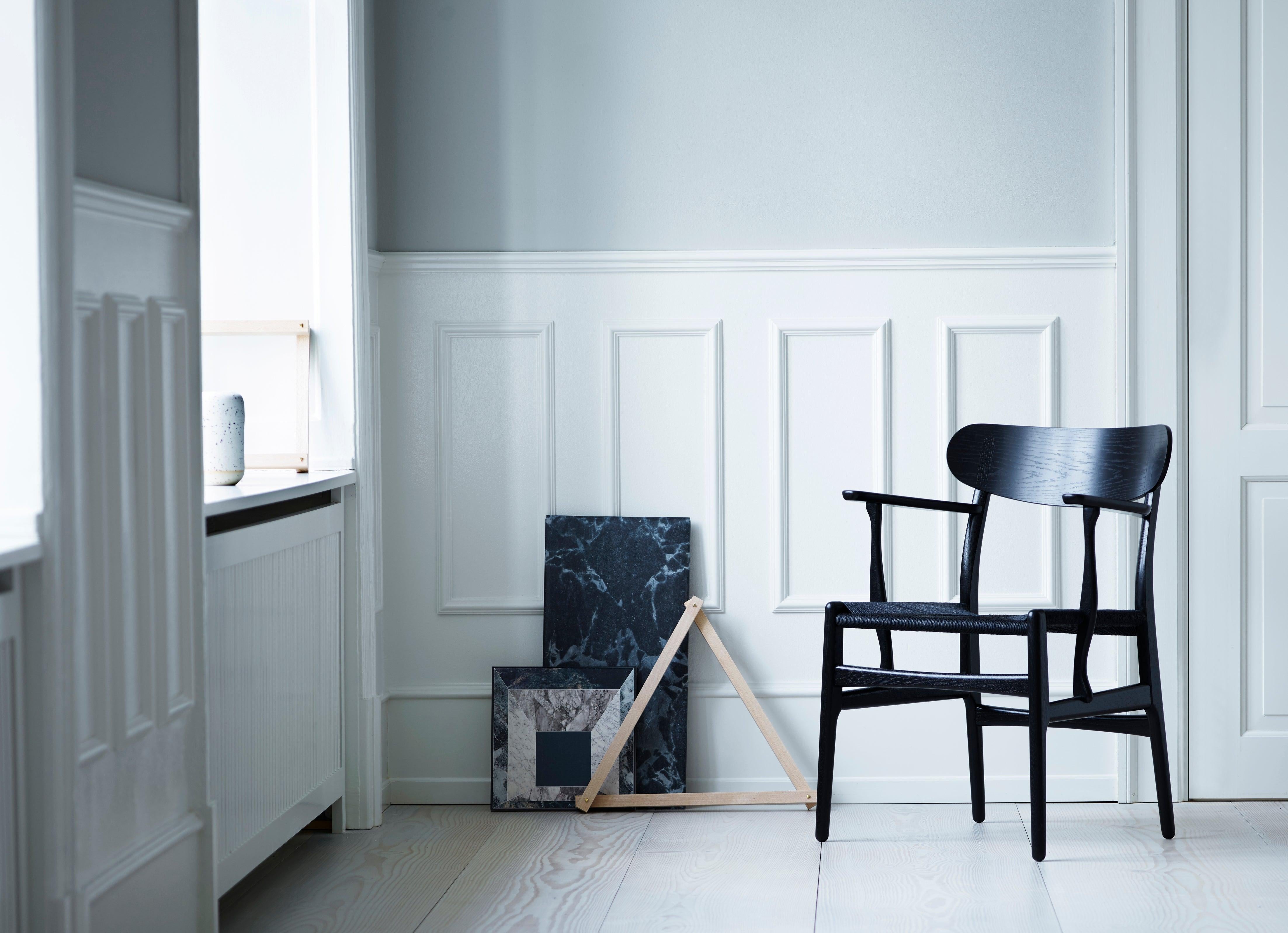 CH26 Dining Chair in Oak Painted Black & Black Papercord Seat by Hans J. Wegner 2