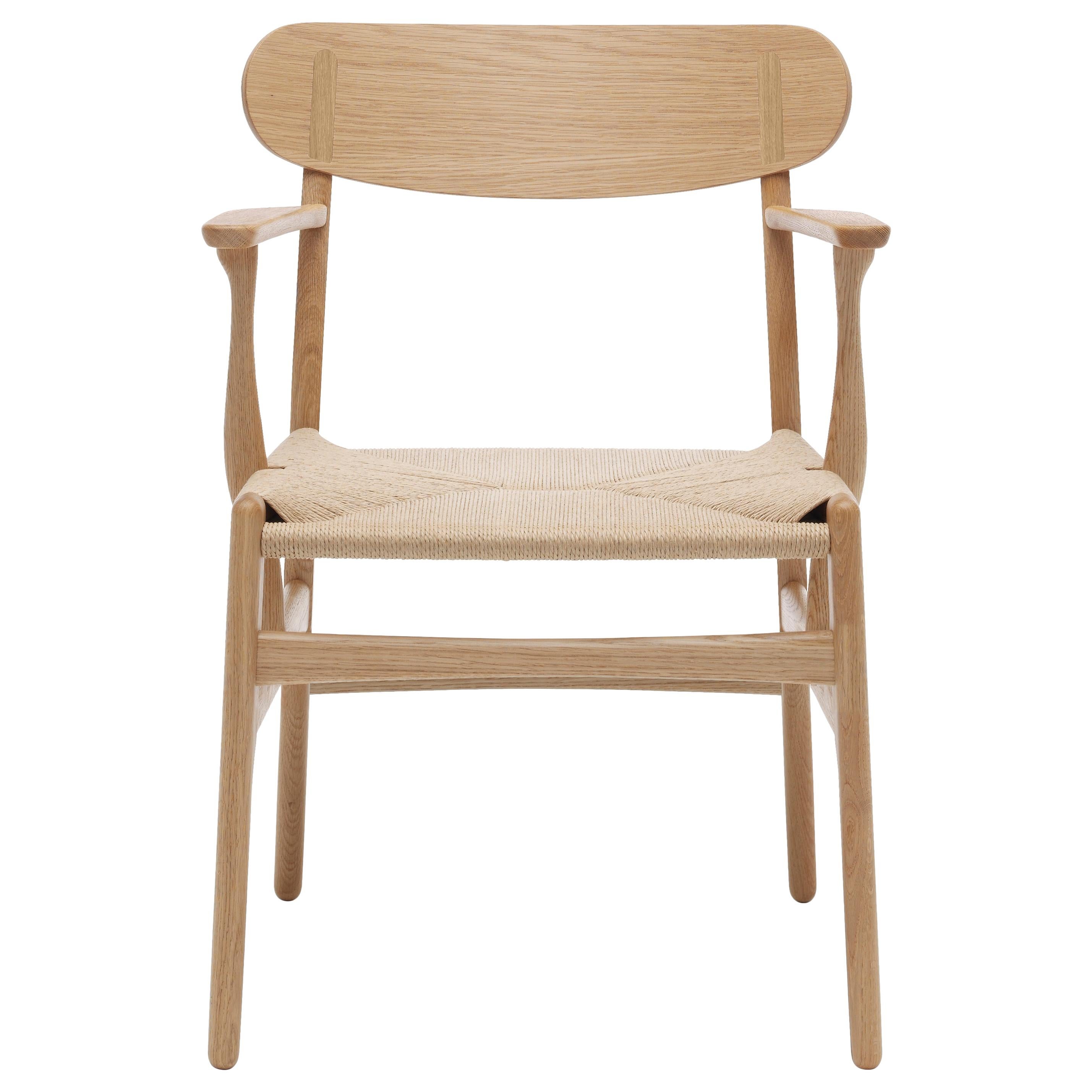 Brown (Oak Oil) CH26 Dining Chair in Wood Finishes with Natural Papercord Seat by Hans J. Wegner