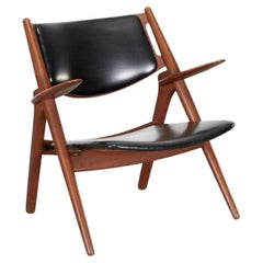 CH28 “Sawbuck” Chair in Teak Wood and Leather by Hans Wegner for Carl Hansen