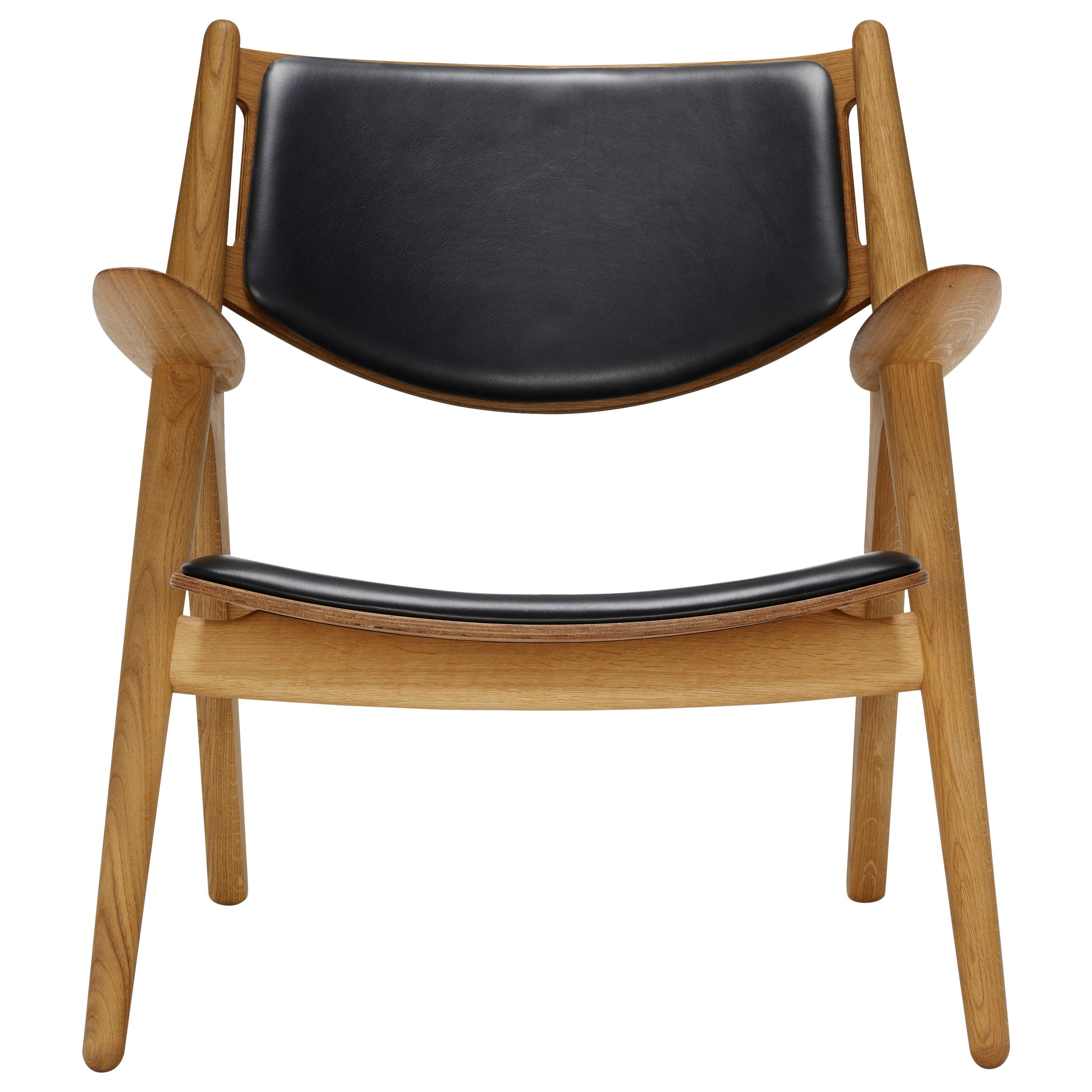 CH28P Lounge Chair with Oak Oil Frame and Thor 301 Leather by Hans J. Wegner