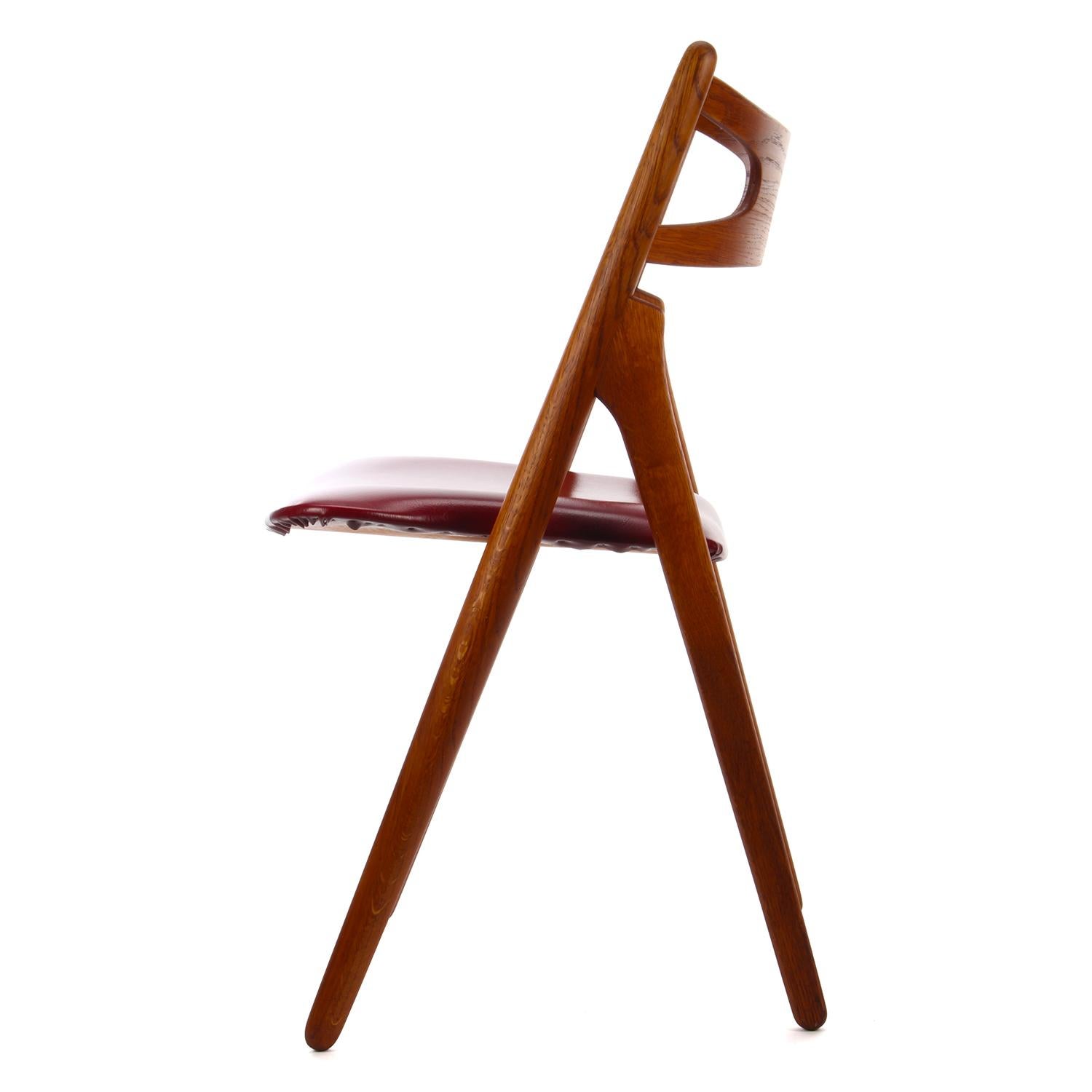 CH29 Sawbuck Chair by Wegner, Carl Hansen & Son 1952, Rare Vintage Oak Edition In Good Condition In Brondby, Copenhagen