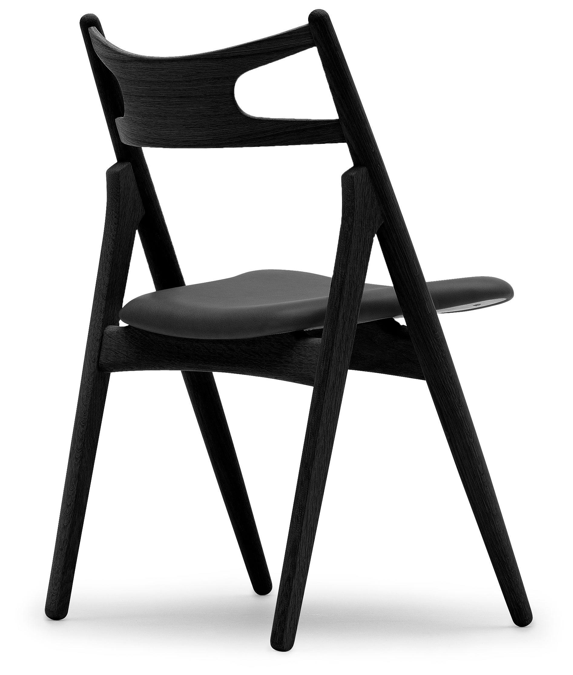 Modern CH29P Sawbuck Chair in Oak Painted Black & Thor 301 Leather by Hans J. Wegner