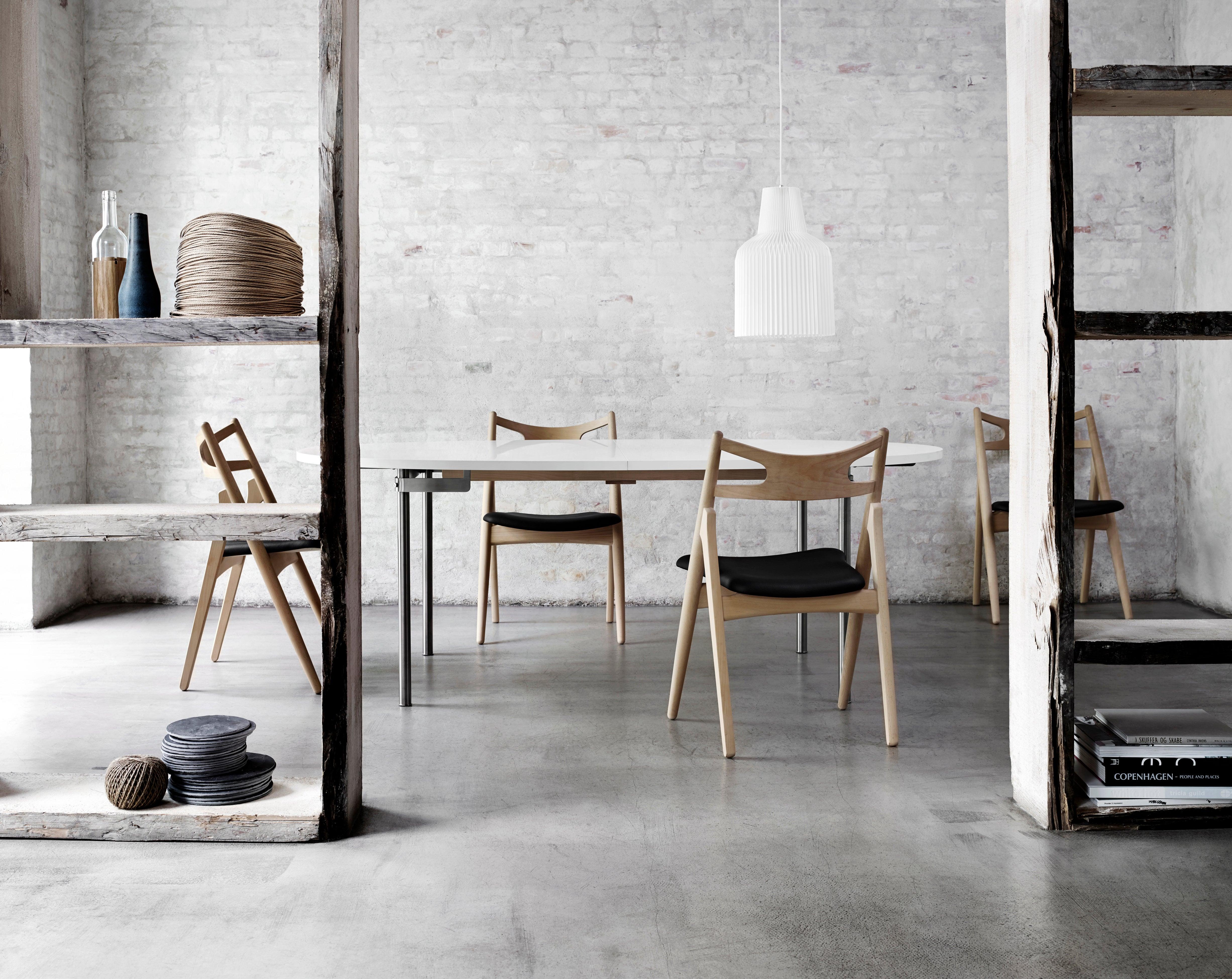 Danish CH29P Sawbuck Chair in Oak Painted Black & Thor 301 Leather by Hans J. Wegner