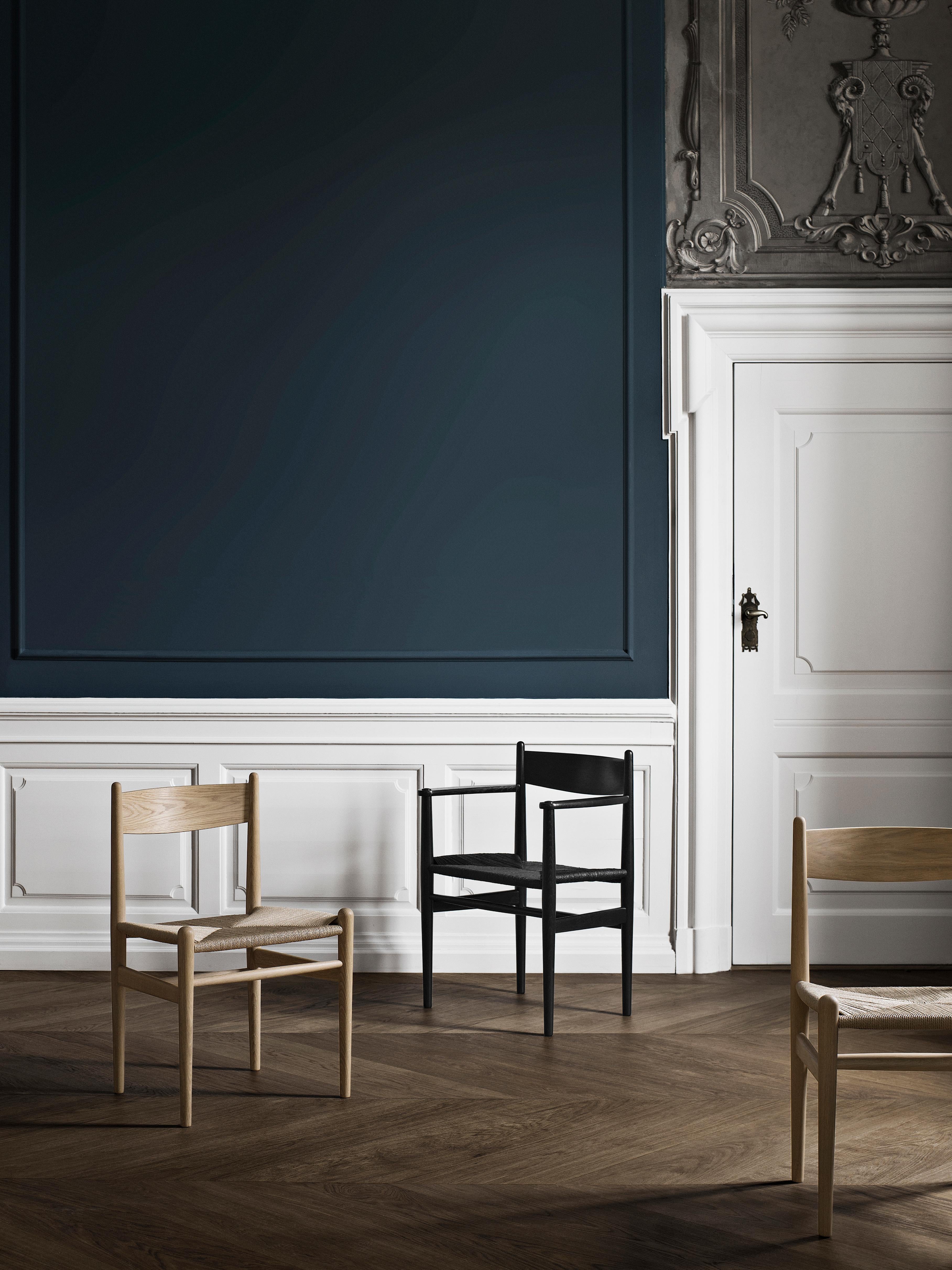 Contemporary CH37 Dining Chair in Wood Finishes with Natural Papercord Seat by Hans J. Wegner