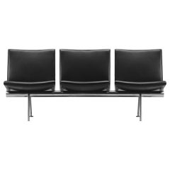 CH403 3-Seat Kastrup Sofa in Stainless Steel with Leather Seat by Hans J. Wegner