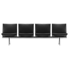 CH404 4-Seat Kastrup Sofa in Stainless Steel with Leather Seat by Hans J. Wegner