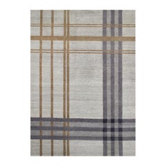 Tapis rectangulaire en laine nouée à la main CH44 Highland 305 à motif de carreaux par Mohebban