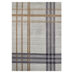 CH44 Highland 425 Hand-Knotted Wool Rectangular Rug in Plaid Pattern by Mohebban