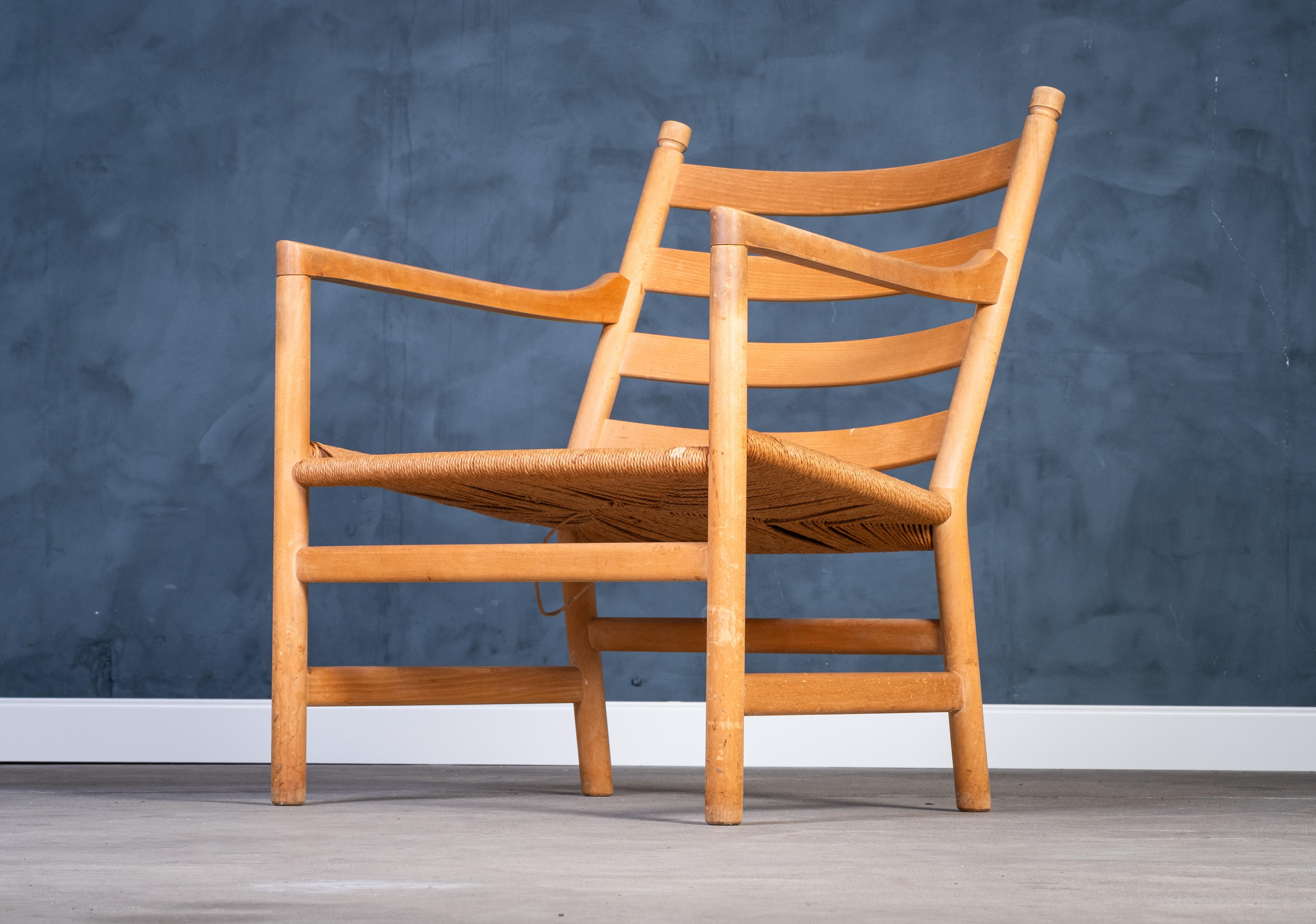 Mid-Century Modern Chaise longue CH44 en Beeche par Hans J. Wegner pour Carl Hansen & Søn, années 1960 en vente