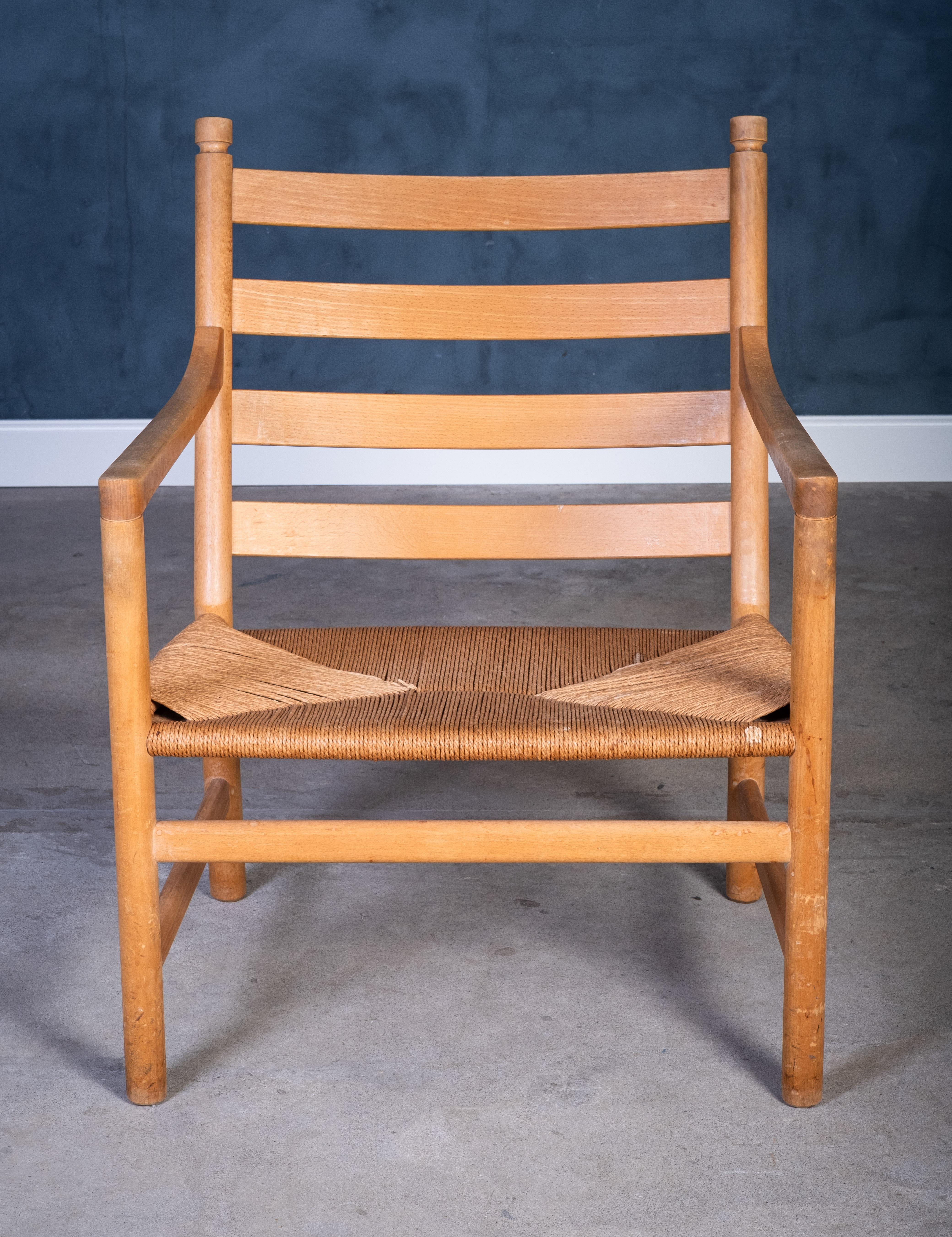 Danois Chaise longue CH44 en Beeche par Hans J. Wegner pour Carl Hansen & Søn, années 1960 en vente