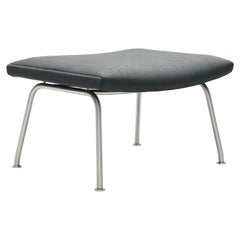 CH446 Footrest in Stainless Steel with Fabric Seat by Hans J. Wegner