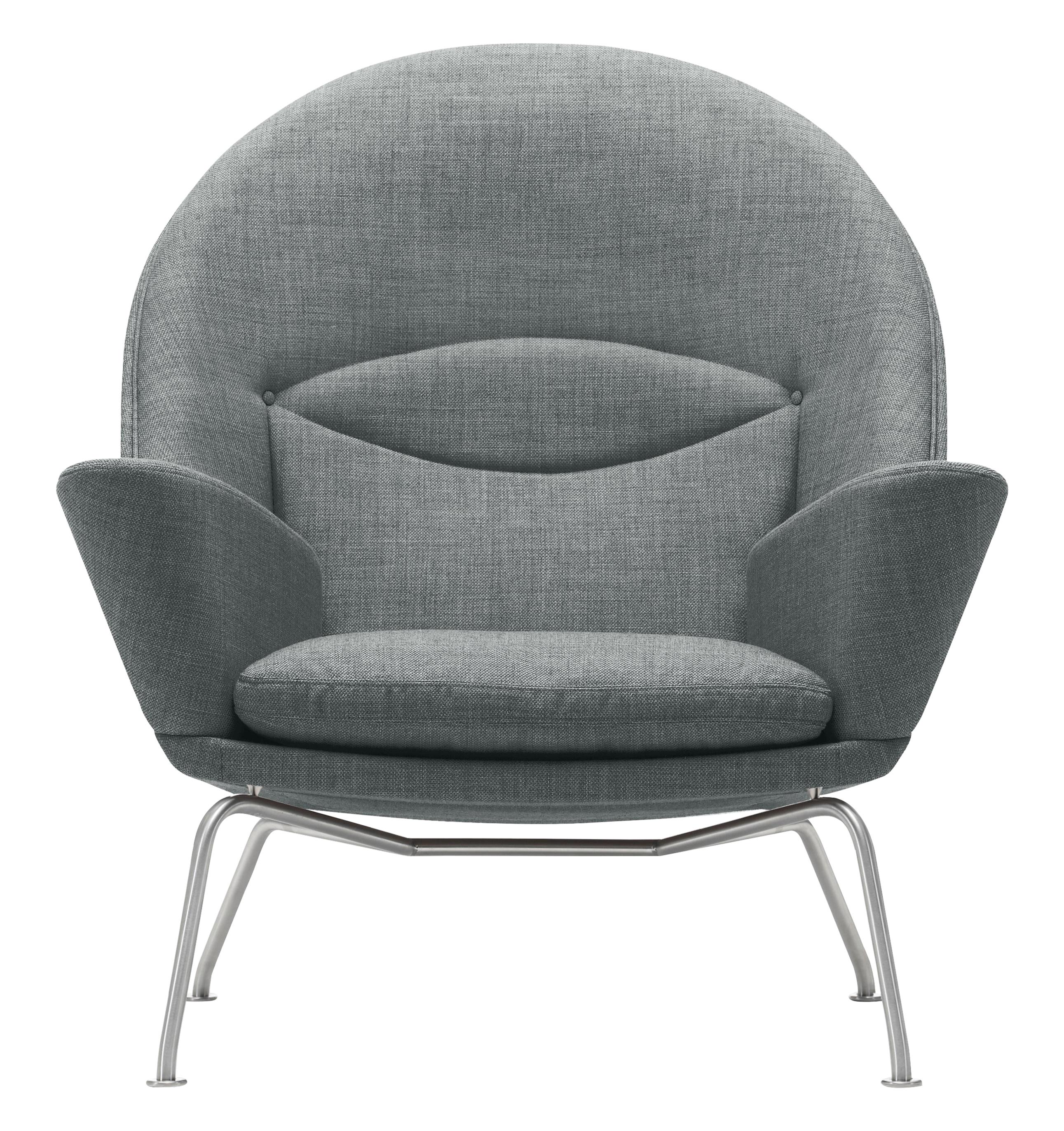 Gray (Kvadrat Fiord 151) CH468 Oculus Chair in Stainless Steel with Foam Seat by Hans J. Wegner