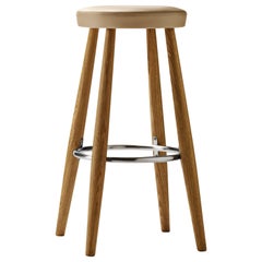 CH56 Barstool in Oiled Oak with Thor 310 Leather Seat by Hans J. Wegner