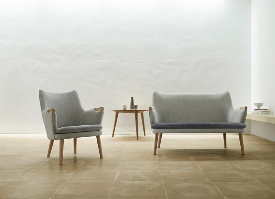 Danish CH71 Lounge Chair in Oak Soap with Fabric Upholstery by Hans J. Wegner