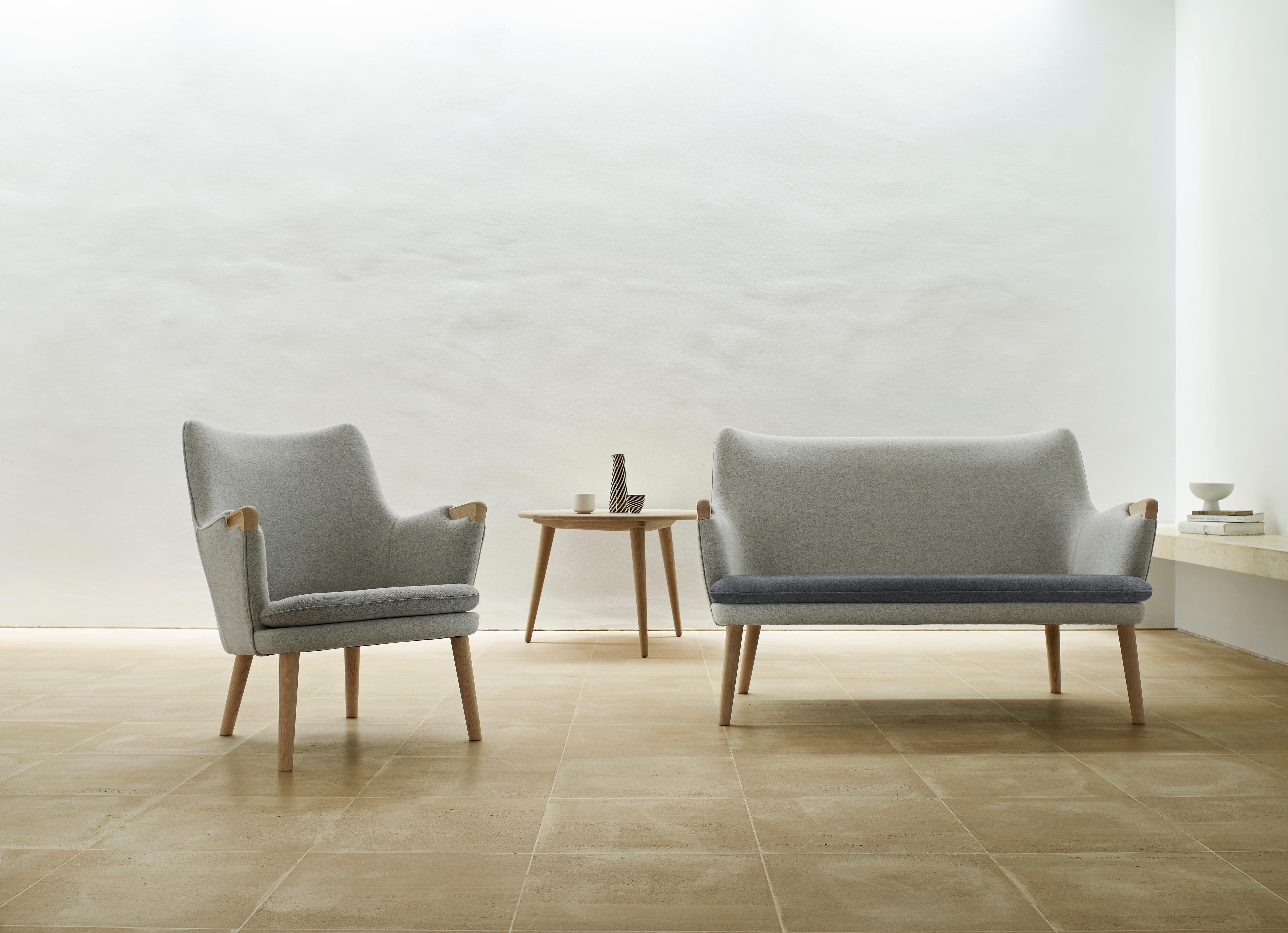 Modern CH71 Lounge Chair in Oak Soap with Fabric Upholstery by Hans J. Wegner