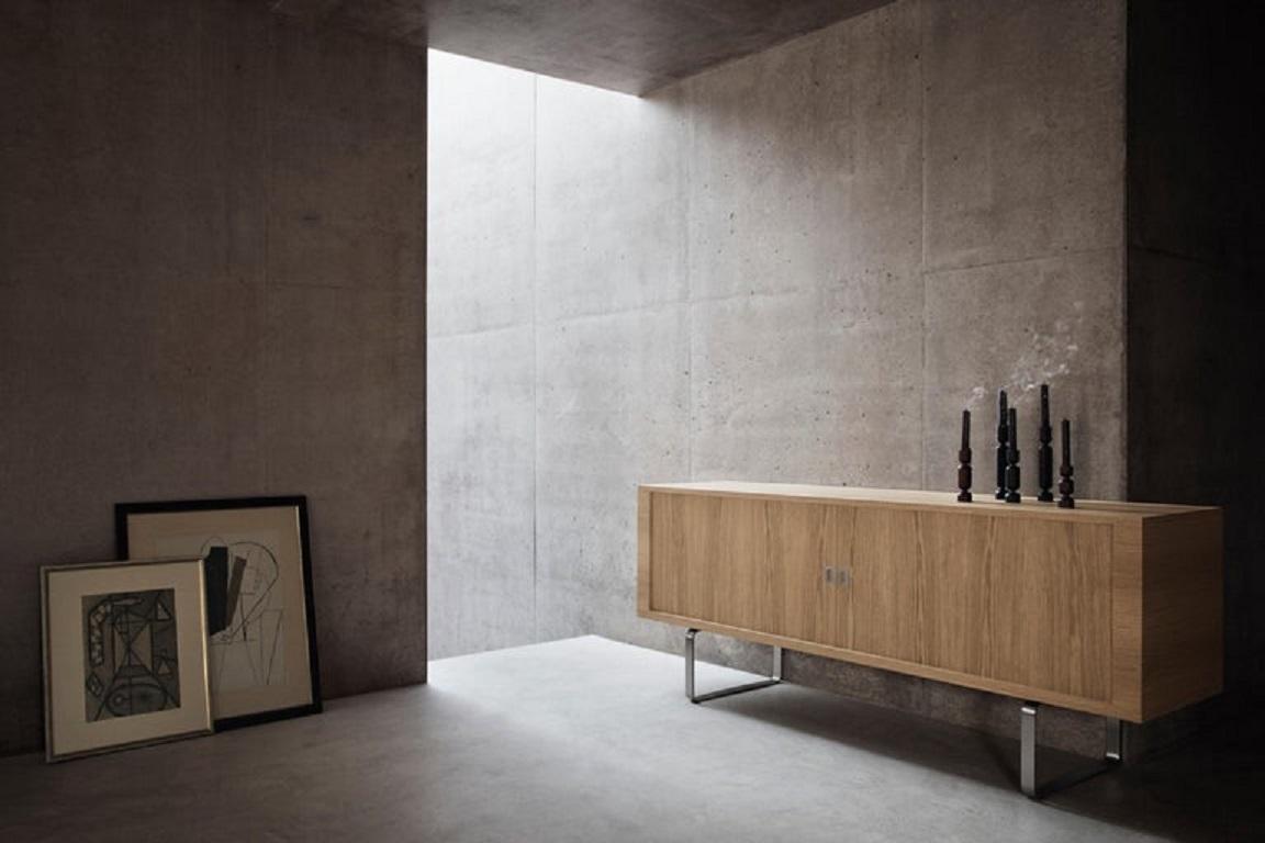 Contemporary CH825 Credenza in Oak Oil with Stainless Steel Base by Hans J. Wegner