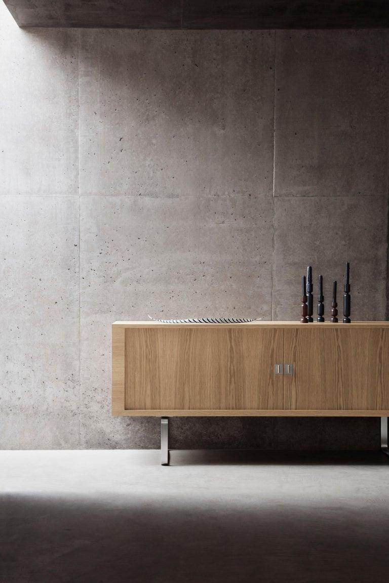 CH825 Credenza in Oak Oil with Stainless Steel Base by Hans J. Wegner 1