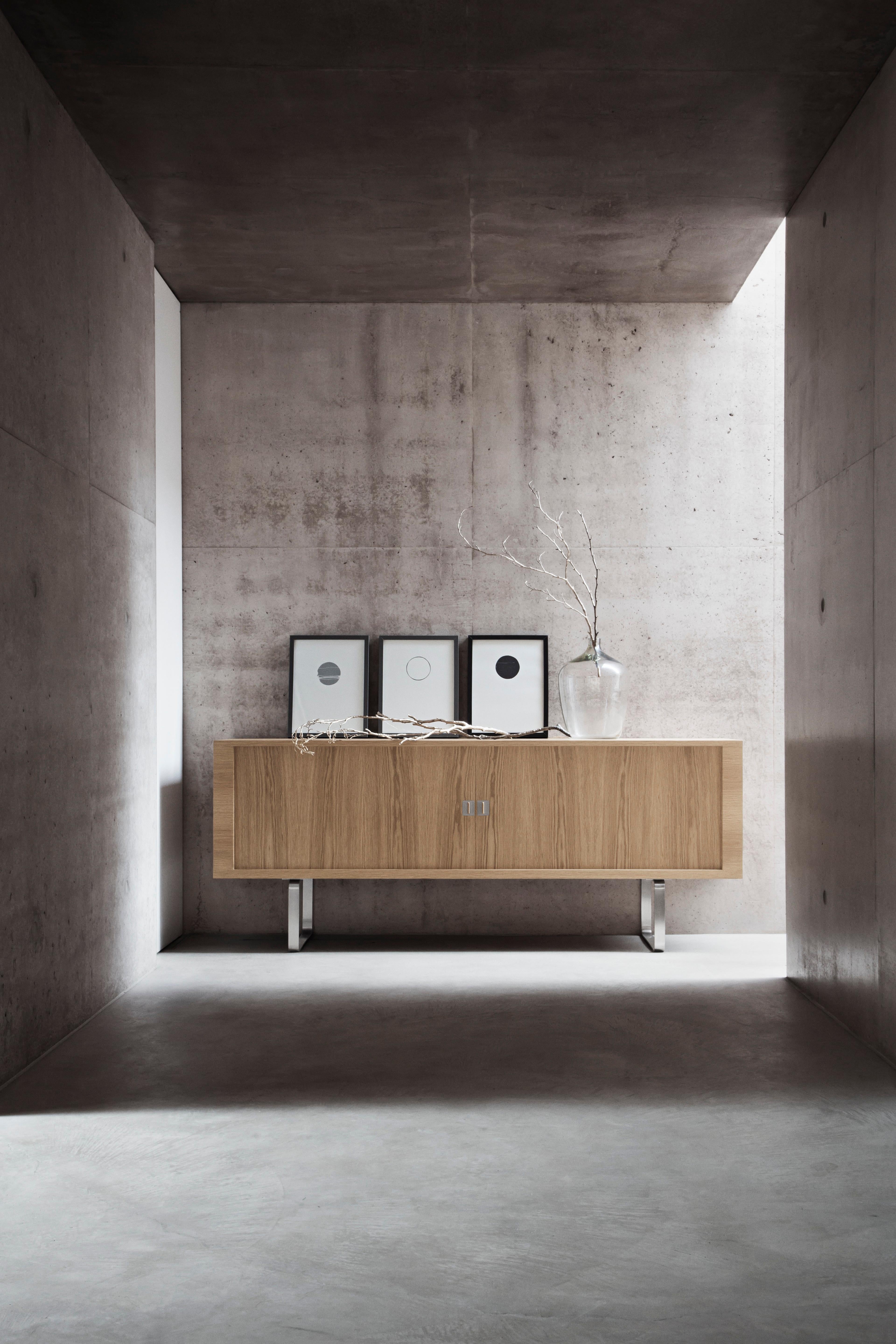 Danish CH825 Credenza with Stainless Steel Base by Hans J. Wegner
