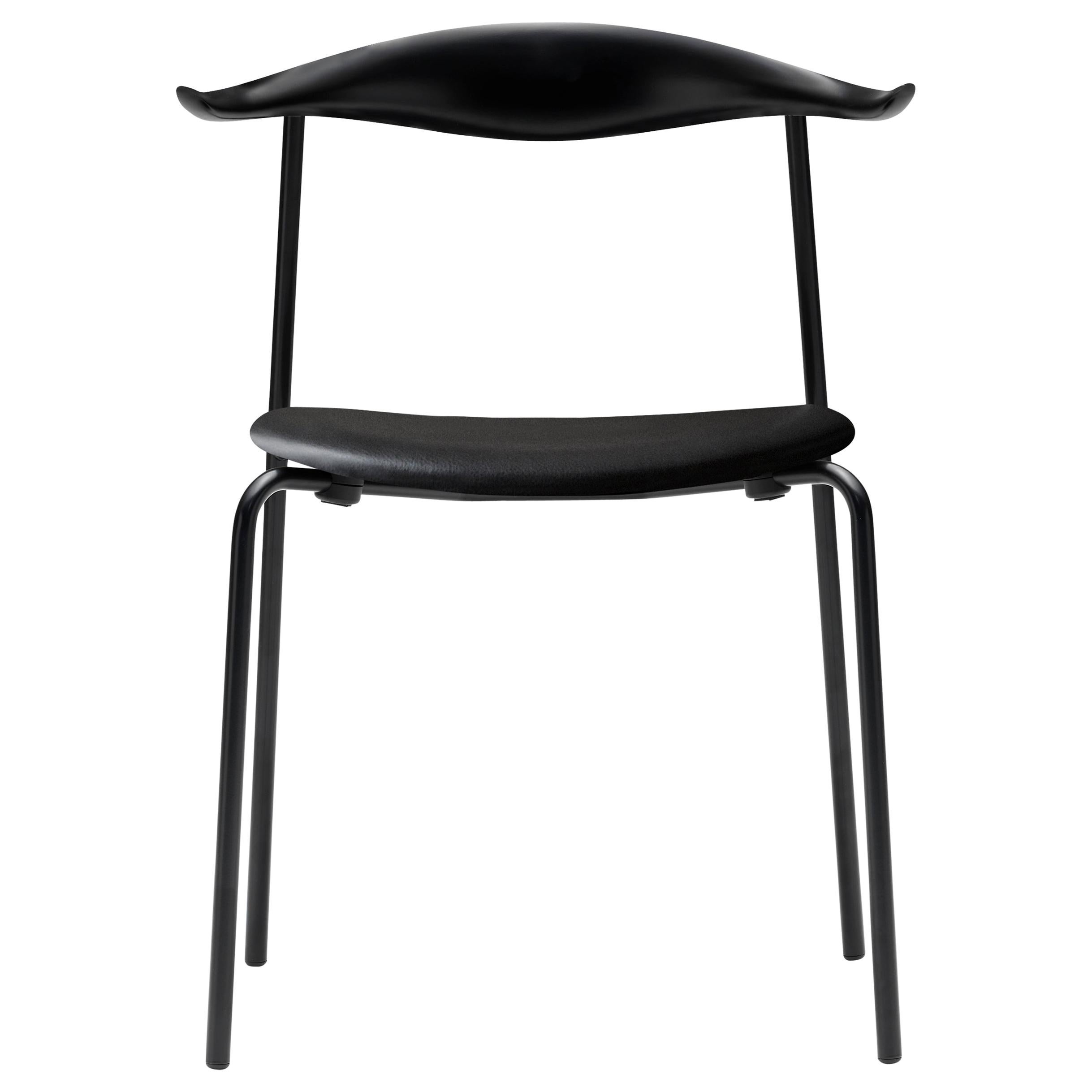 Black (Thor 301) CH88P Dining Chair in Beech Painted Black with Steel Base by Hans J. Wegner