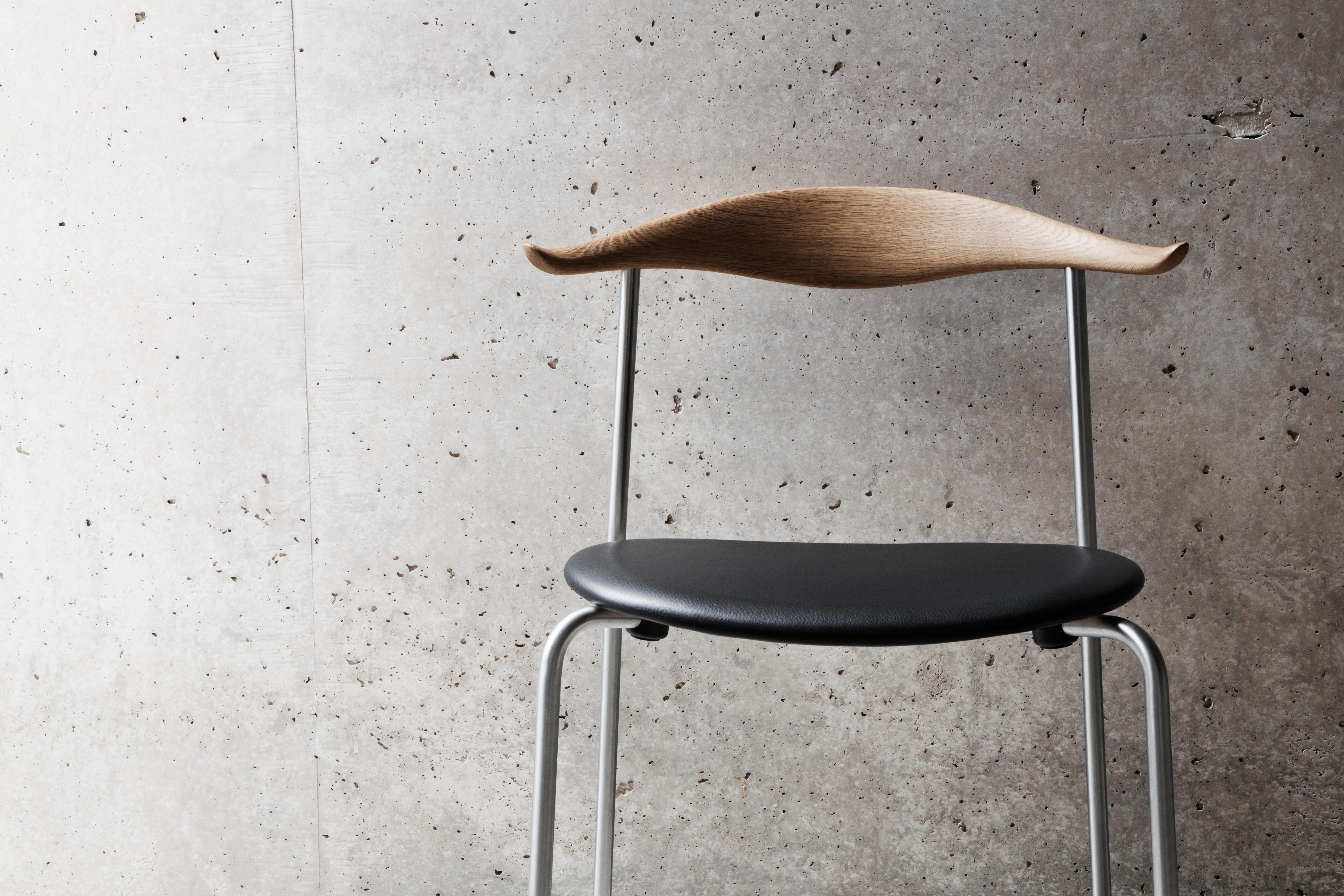 CH88P Dining Chair in Oak Smoked Stain with Steel Base by Hans J. Wegner 5