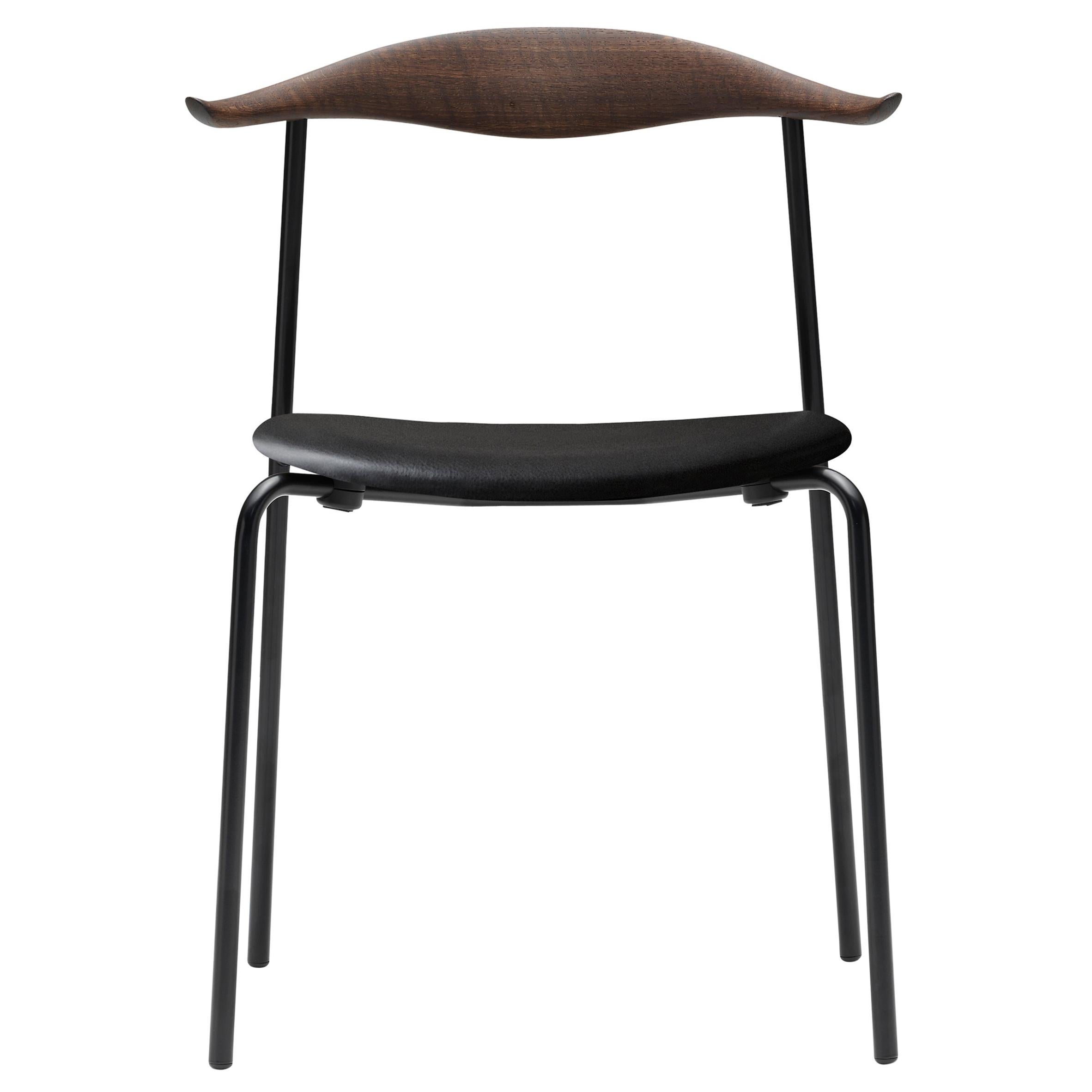 Black (Thor 301) CH88P Dining Chair in Oak Smoked Stain with Steel Base by Hans J. Wegner