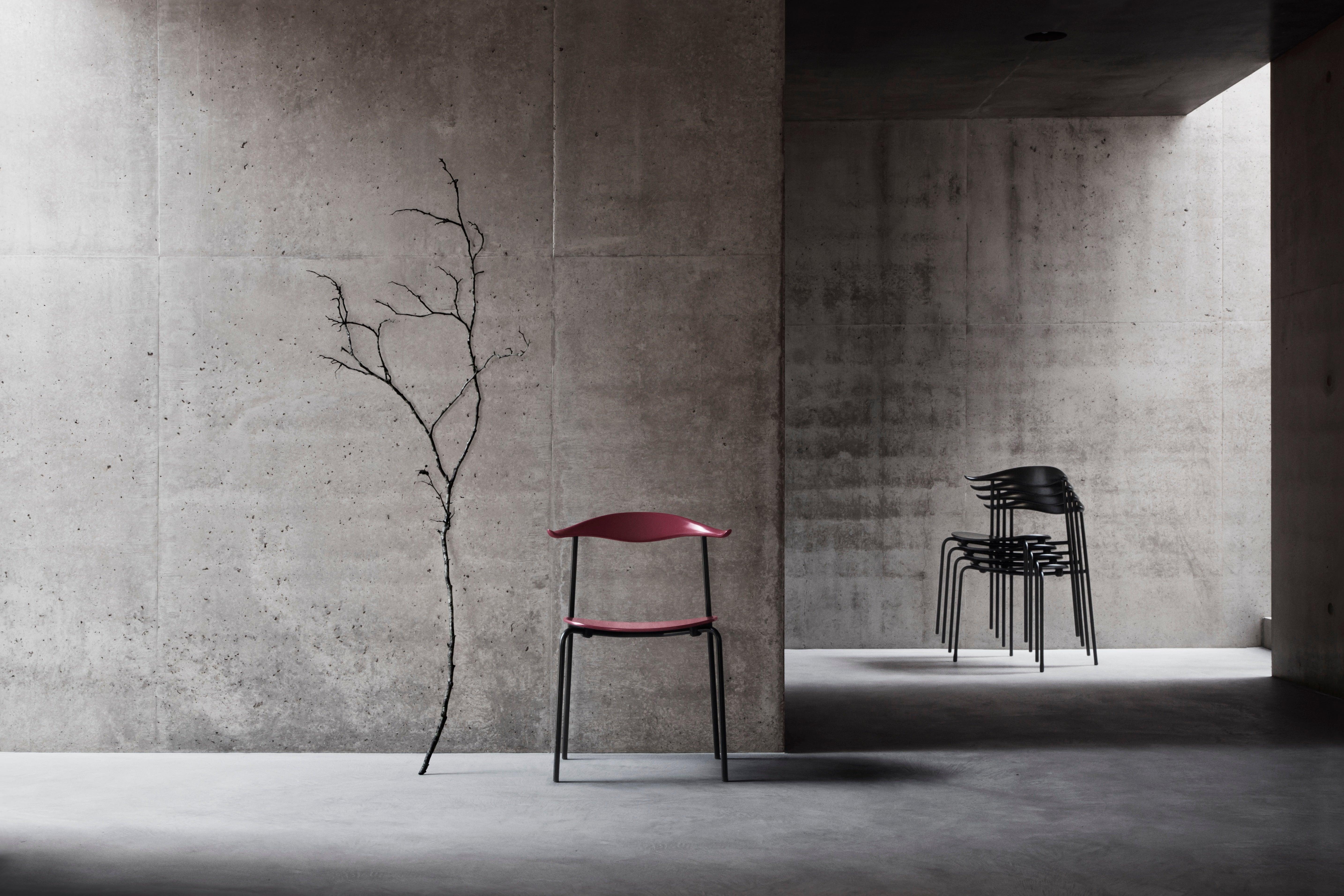 Powder-Coated CH88T Dining Chair in Black Wood with Black Steel Base by Hans J. Wegner