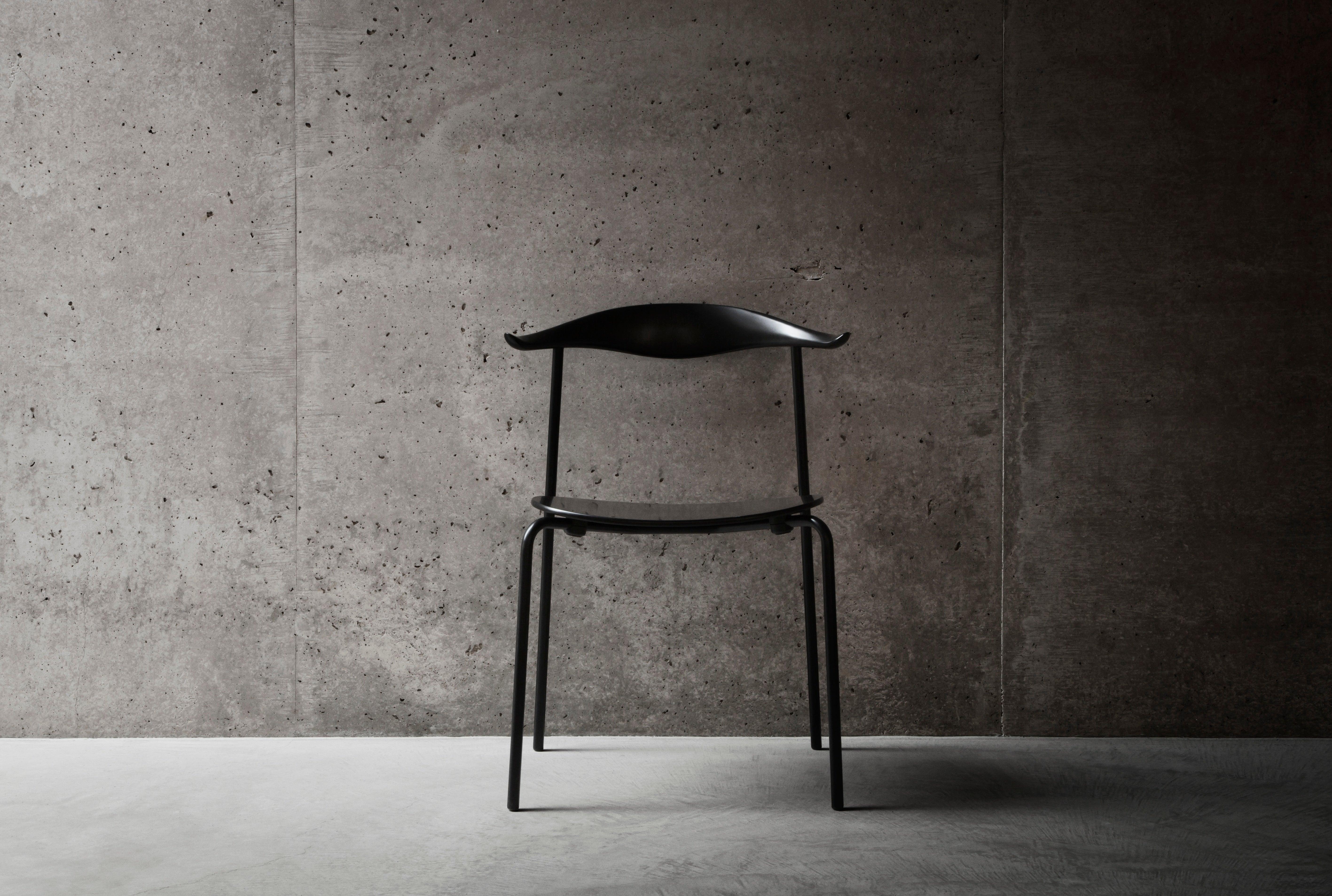 CH88T Dining Chair in Black Wood with Black Steel Base by Hans J. Wegner 2