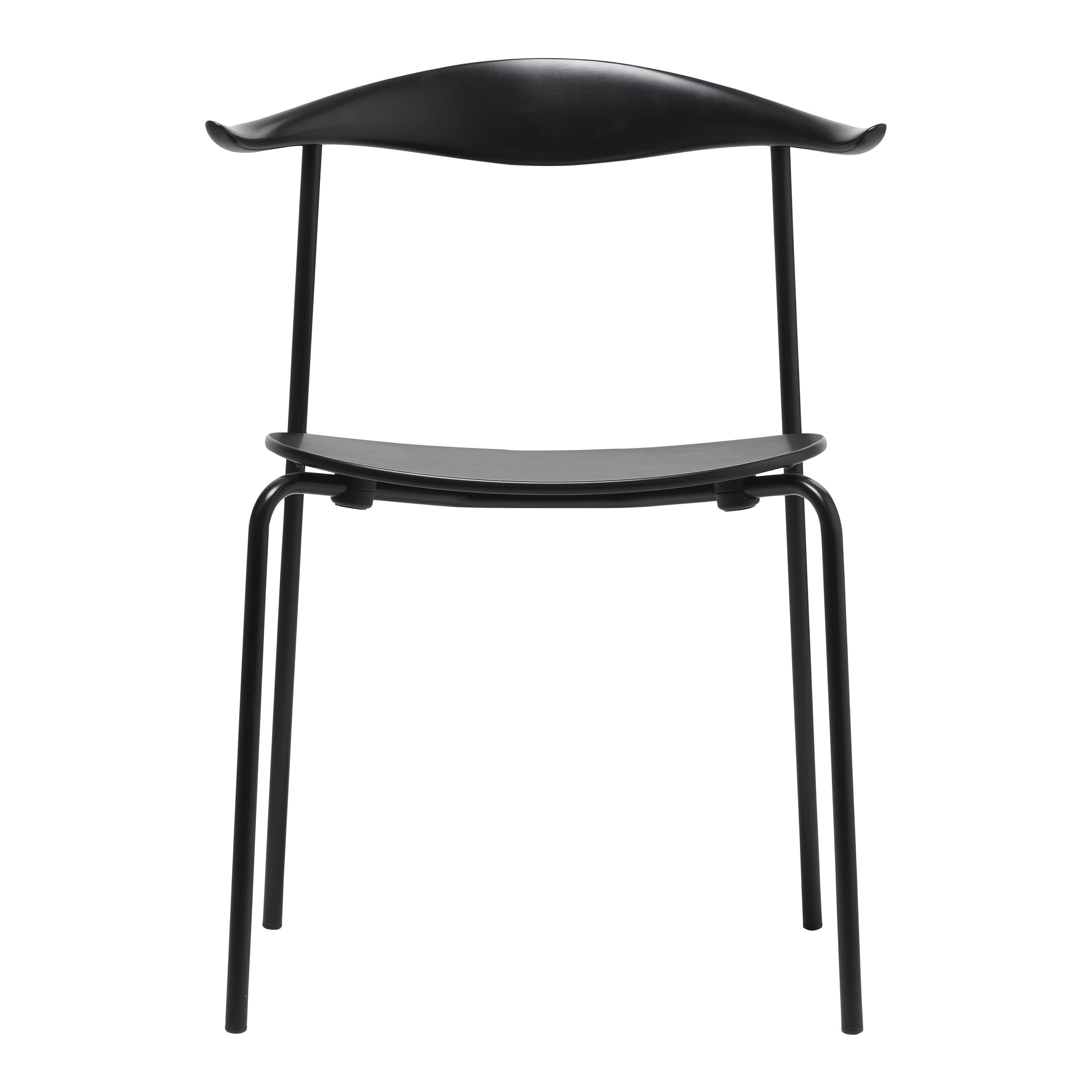 Black (NCS S9000-N) CH88T Dining Chair in Wood with Black Powder Coated Steel Base by Hans J. Wegner
